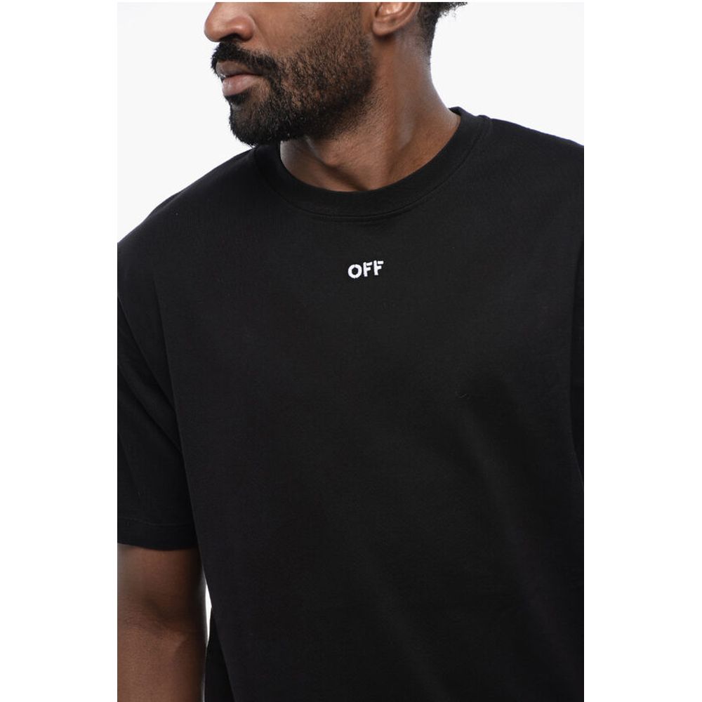 Off-White Black ARROW T-Shirt with round neck made of cotton-3