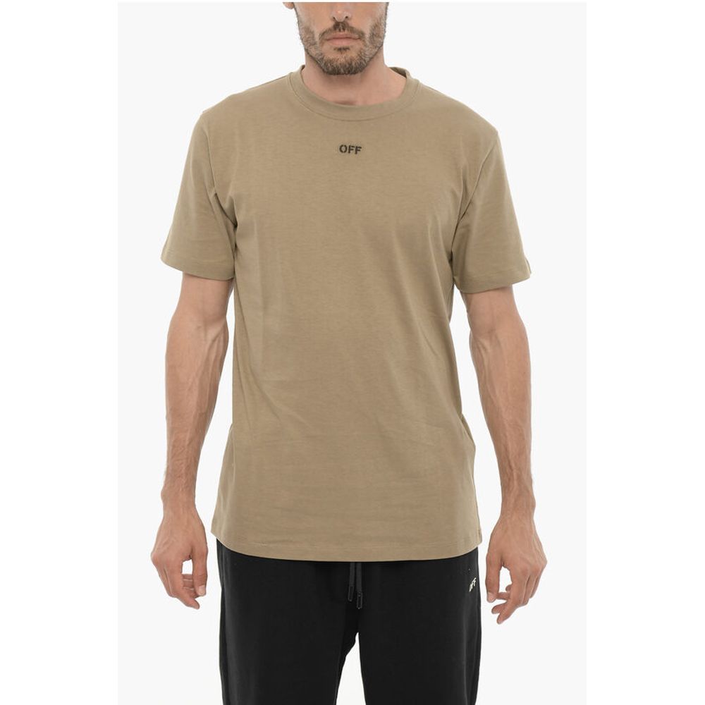 Off-White slim fit T-shirt with round neck and embroidered logo-1