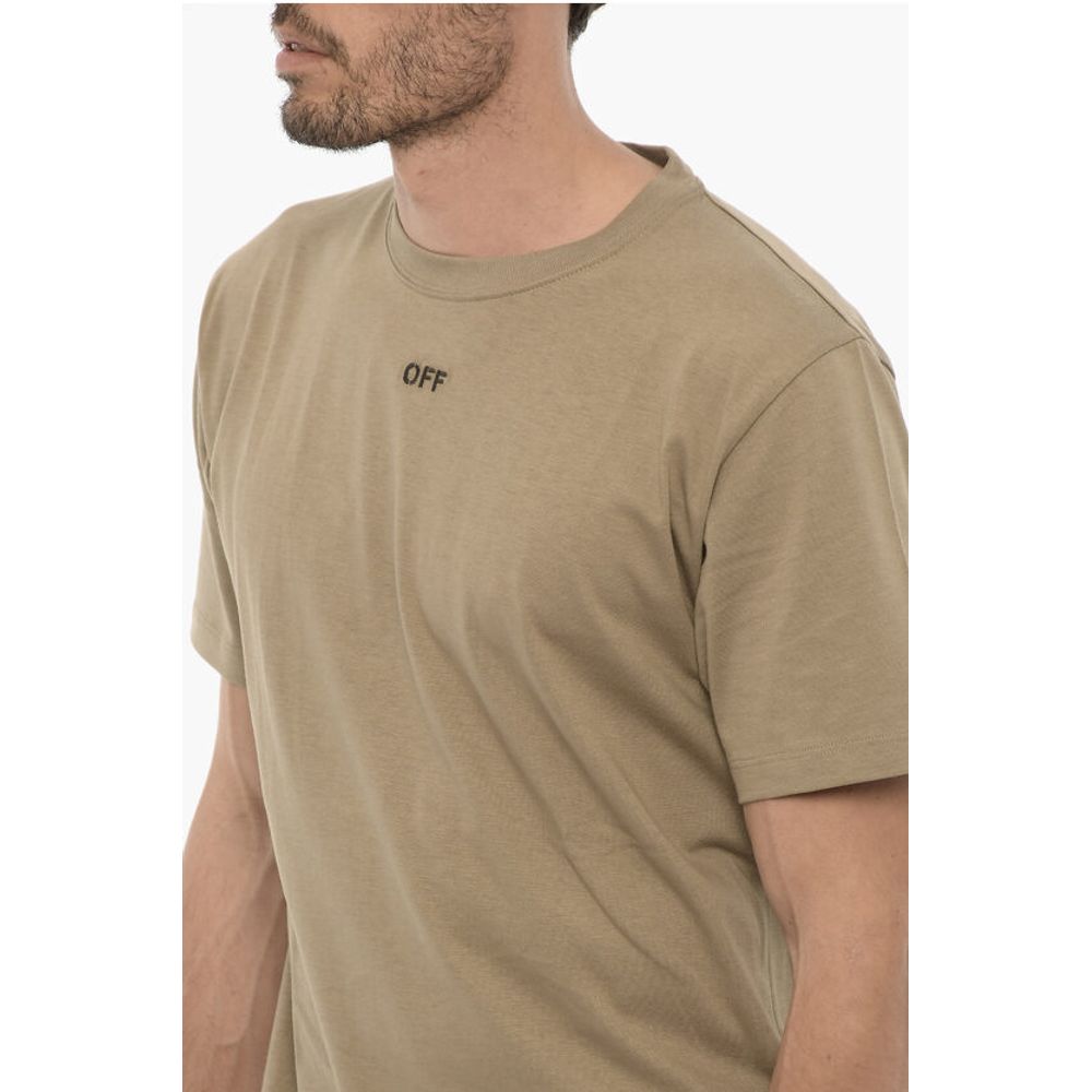 Off-White slim fit T-shirt with round neck and embroidered logo-3