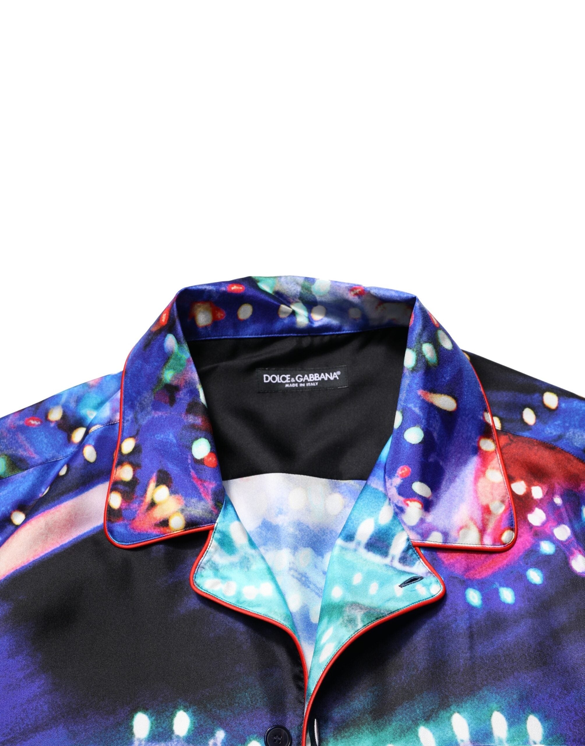 Dolce & Gabbana Multicolor Printed Silk Lounge Luxury Shirt-5