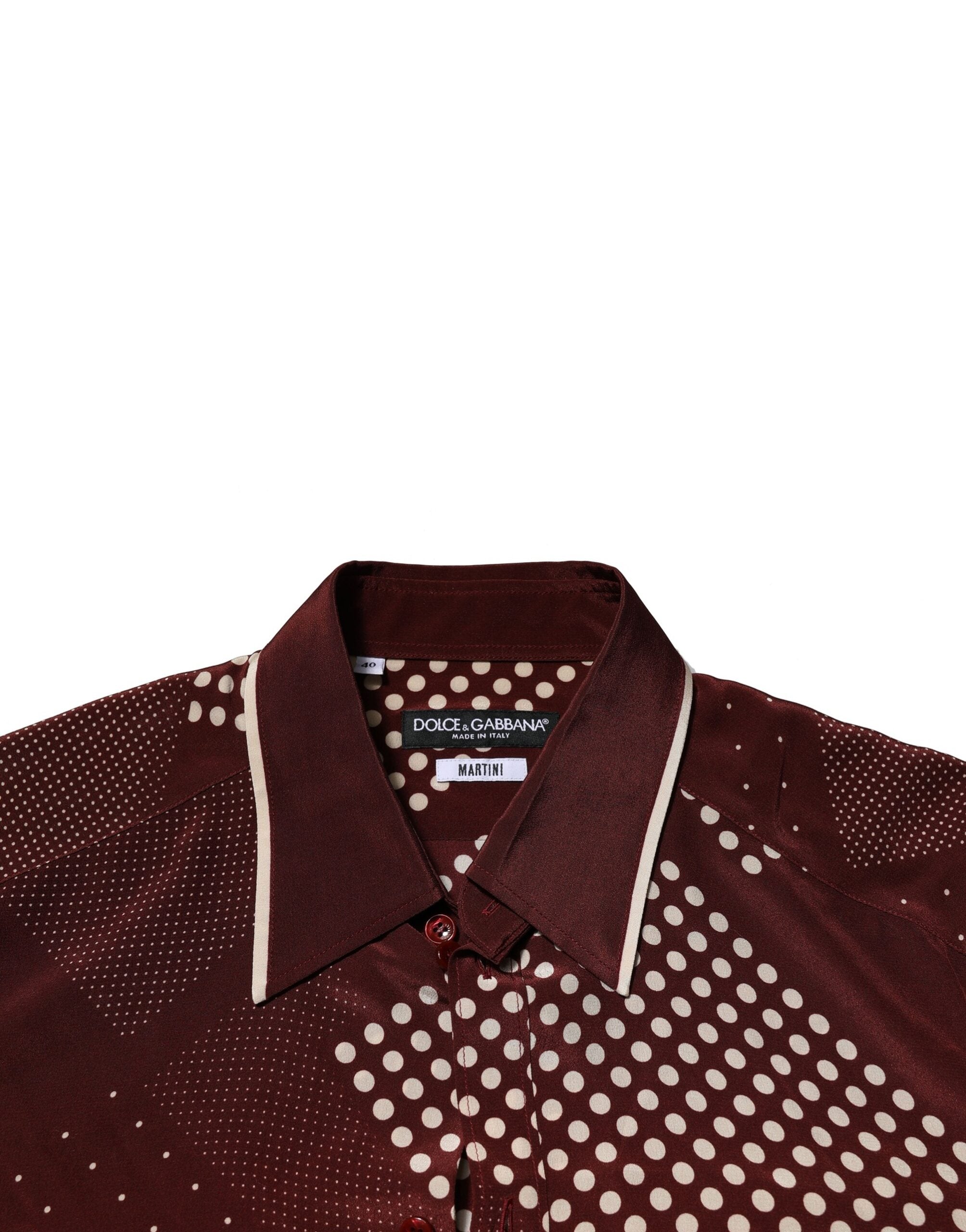 Dolce & Gabbana chestnut brown polka dot silk long-sleeved shirt-5