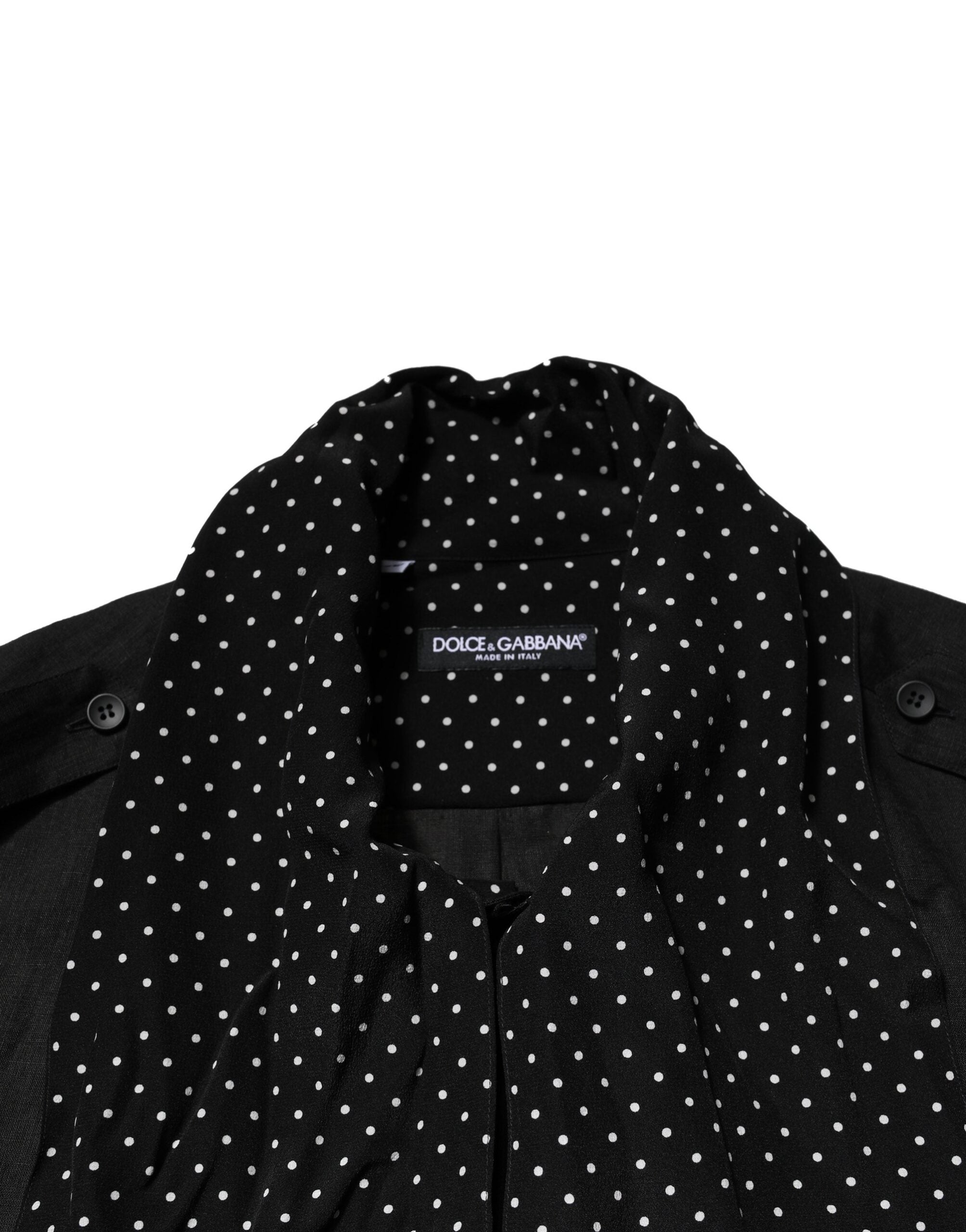 Dolce & Gabbana Schwarzes Polka Dot Leinen Seide Herren Freizeithemd-5