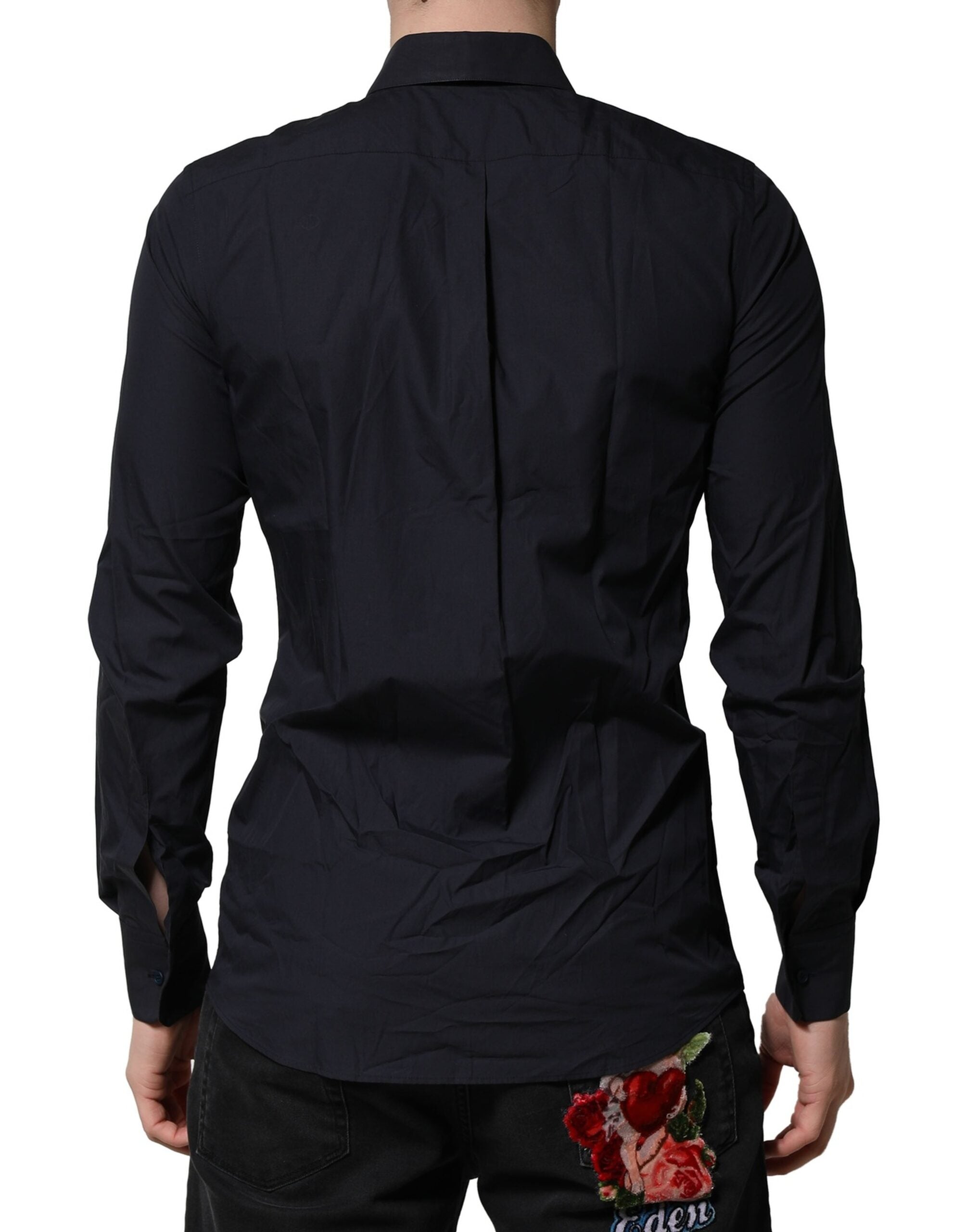 Dolce & Gabbana Dark Blue MARTINI Dress Formal Cotton Shirt-4