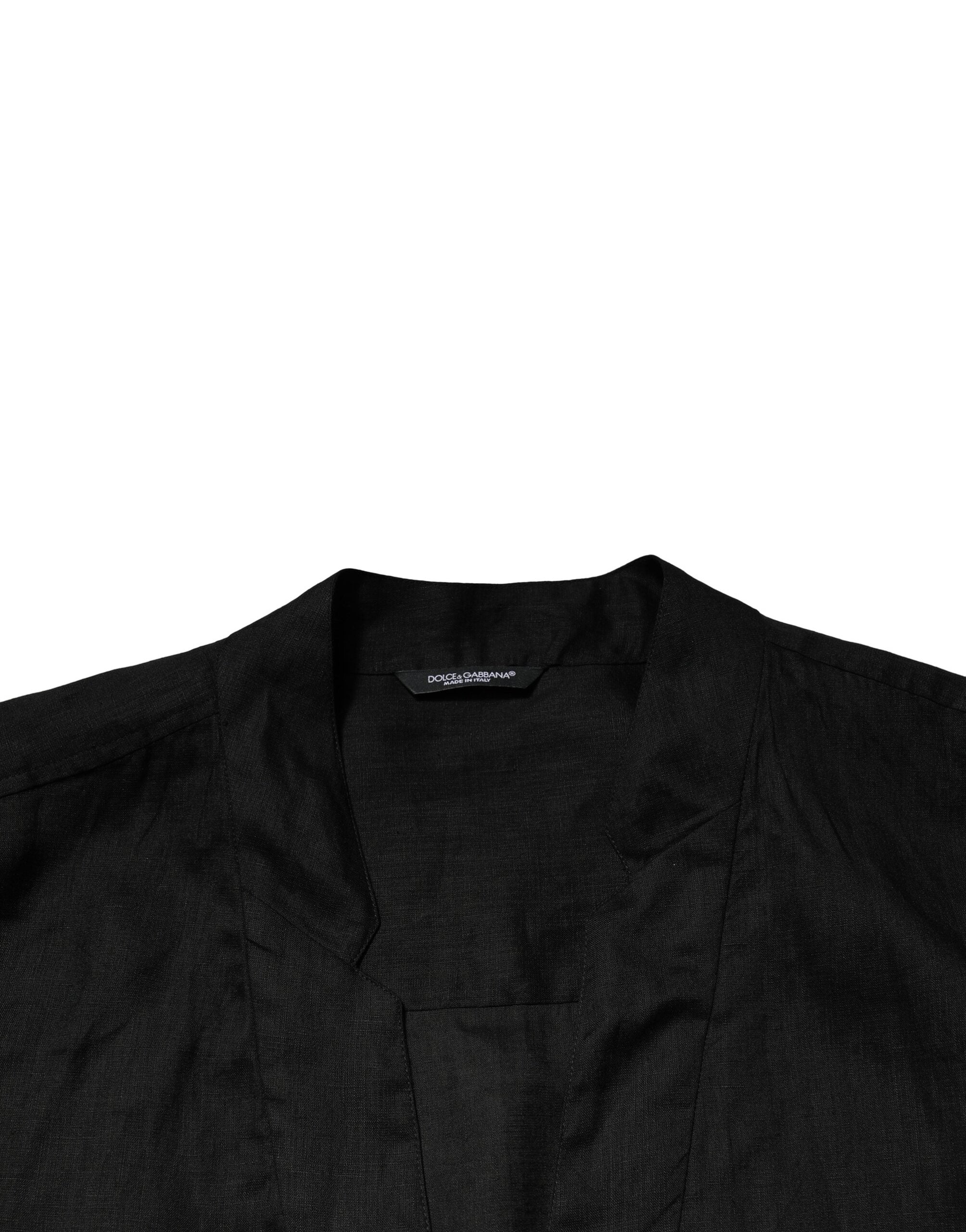 Camisa informal de manga larga de lino negro Dolce & Gabbana para hombre-5