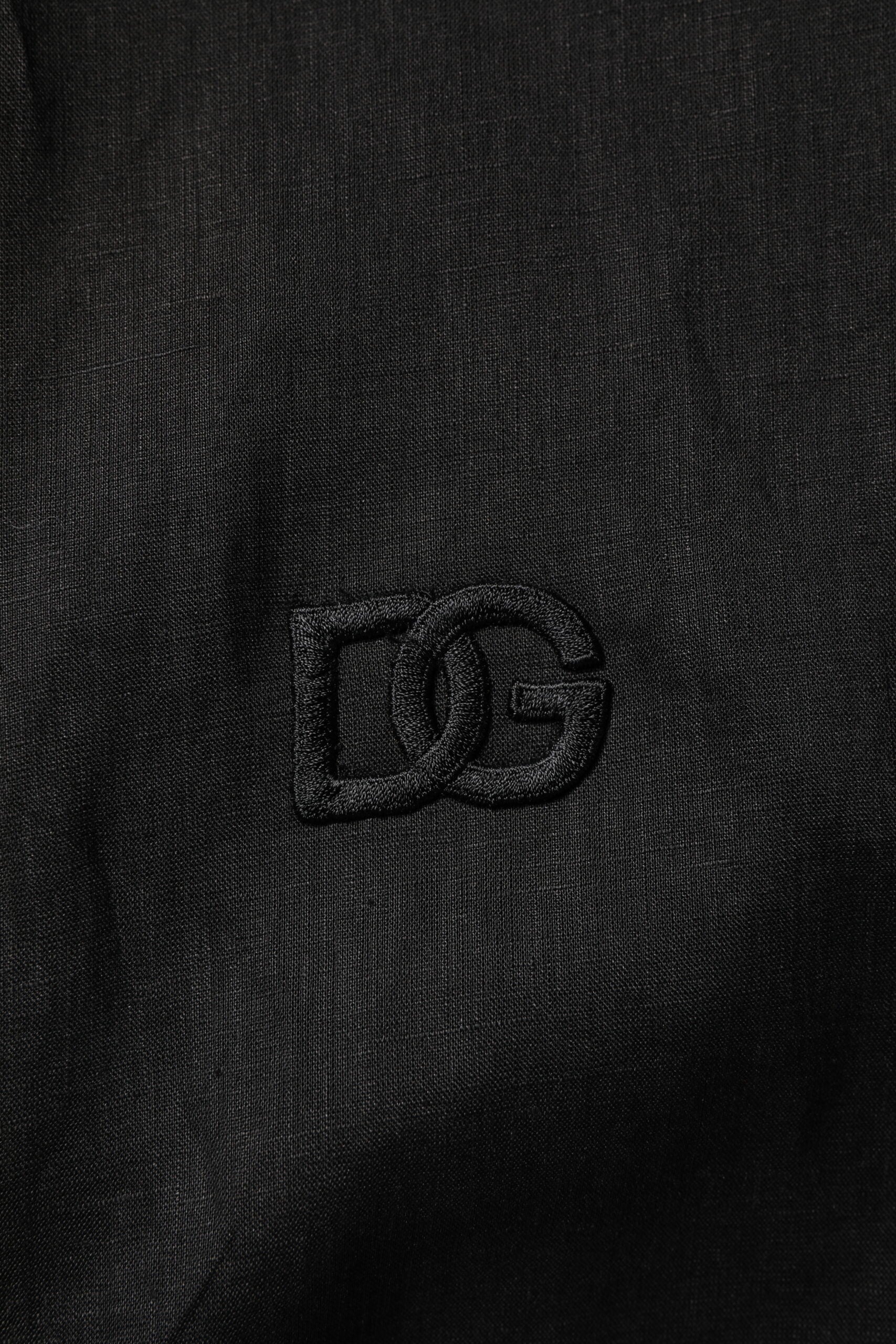Camisa informal de manga larga de lino negro Dolce & Gabbana para hombre-6