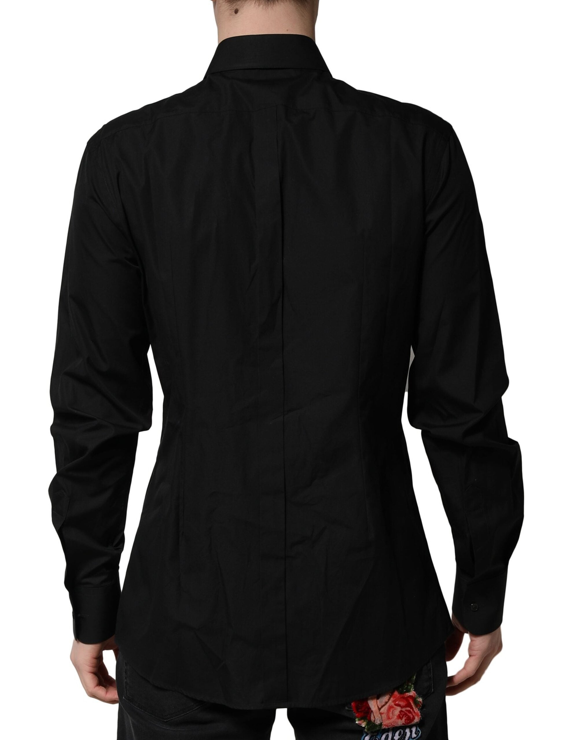 Dolce & Gabbana Black Crystal GOLD Formal Men's Shirt-4
