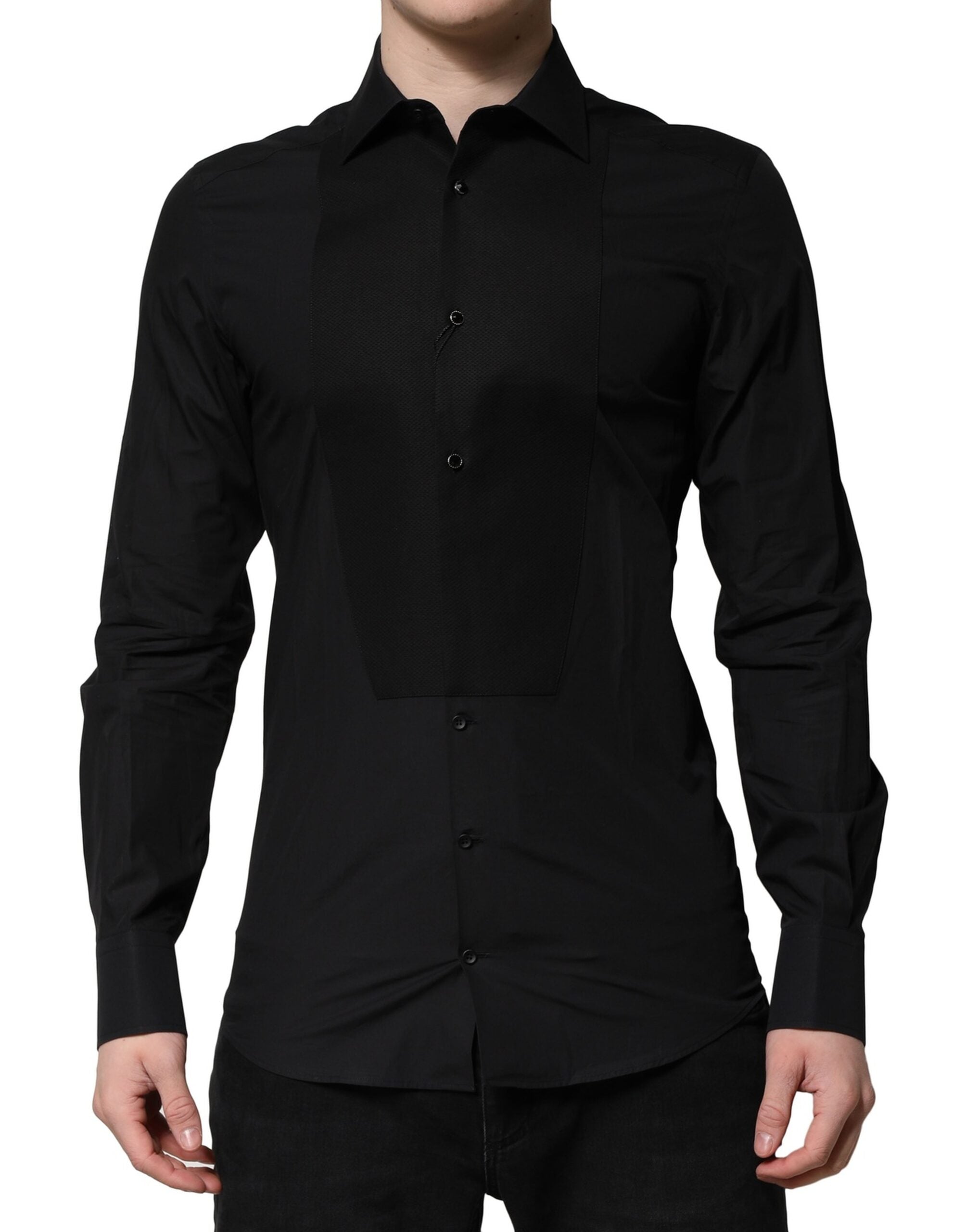Vestido y camisa formal de manga larga en dorado y negro de Dolce & Gabbana-2