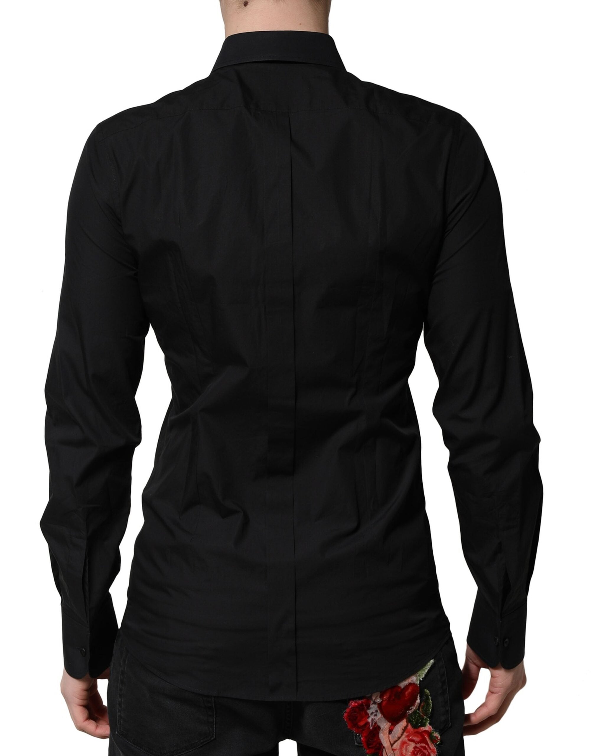 Vestido y camisa formal de manga larga en dorado y negro de Dolce & Gabbana-4