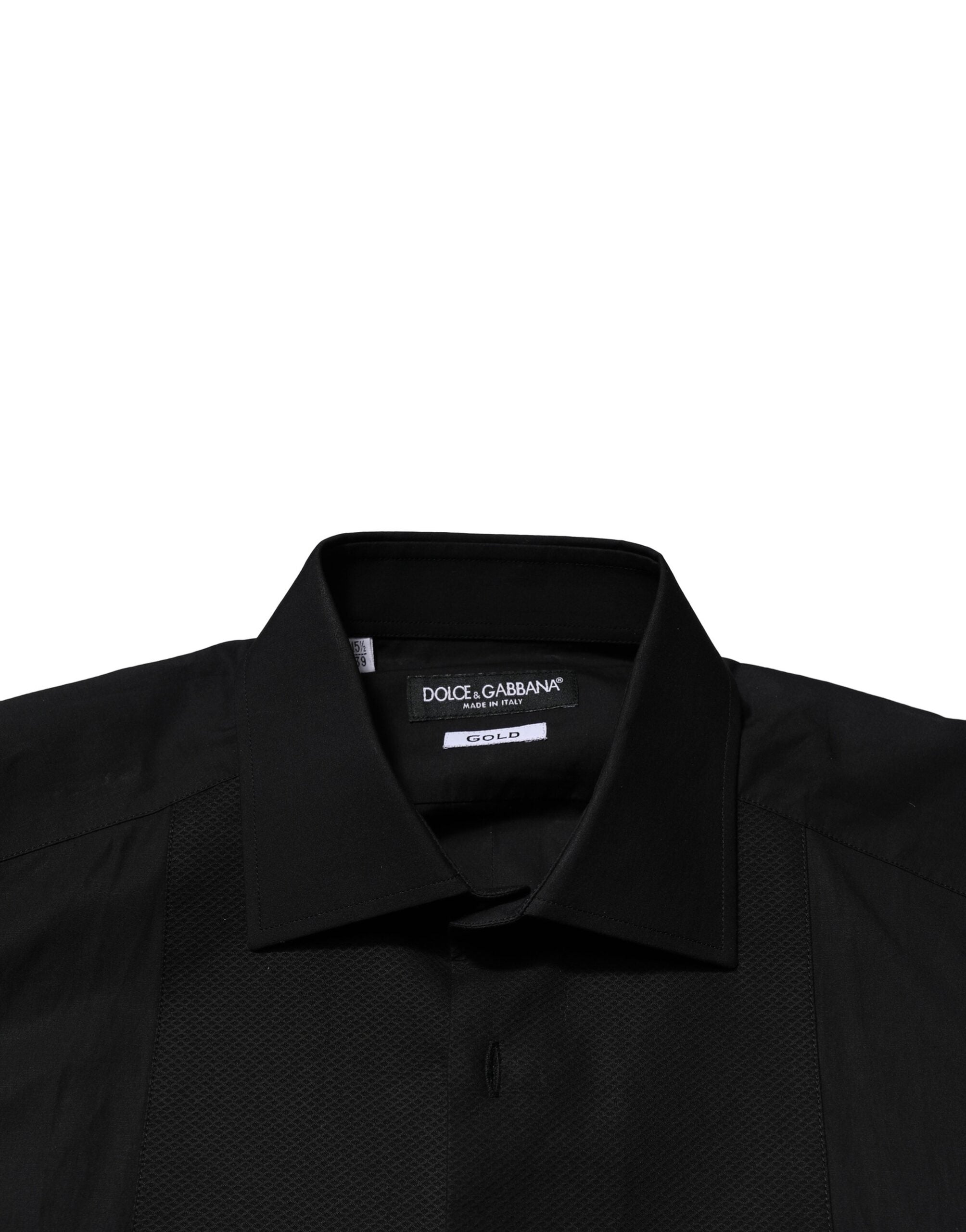 Vestido y camisa formal de manga larga en dorado y negro de Dolce & Gabbana-5
