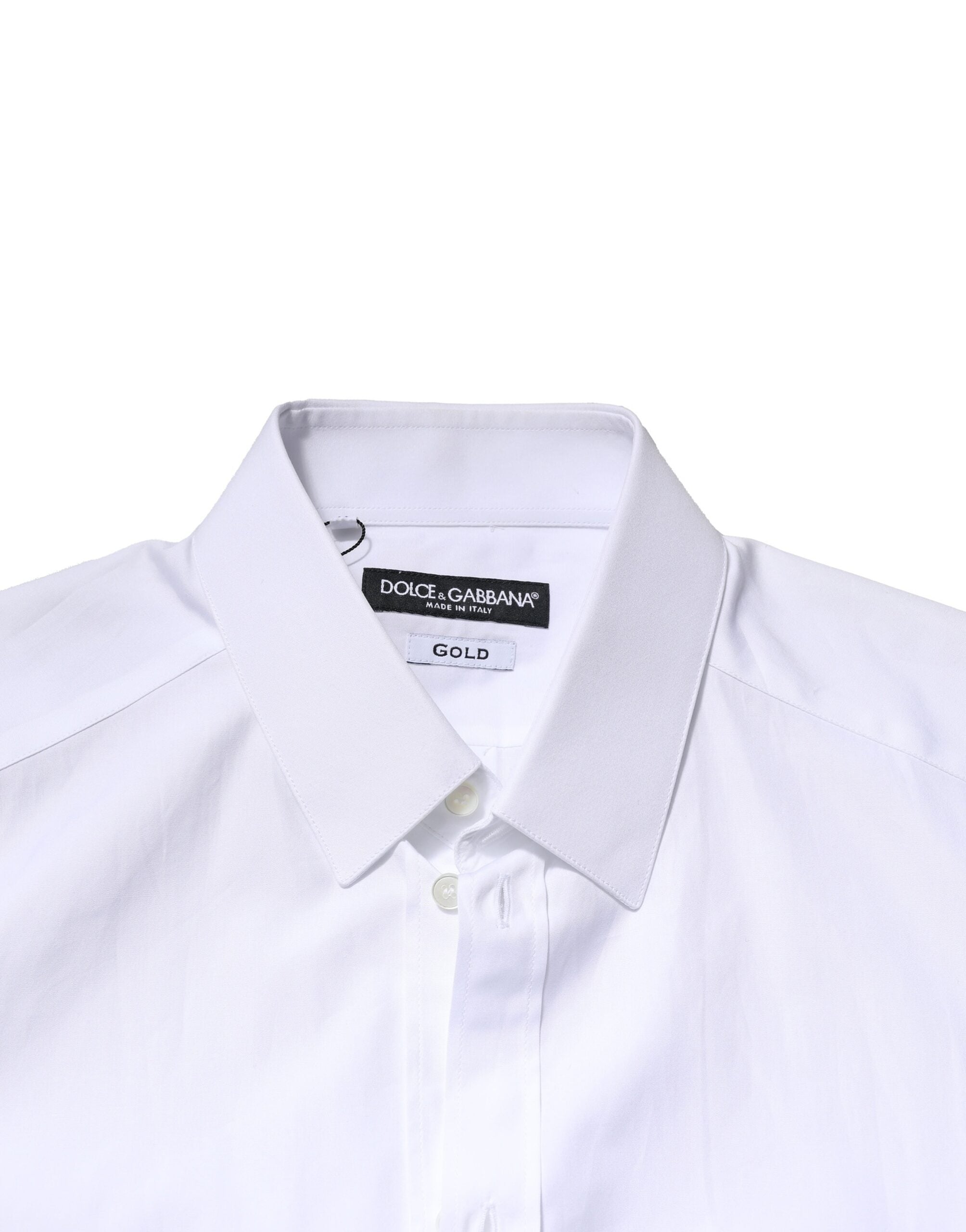 Dolce & Gabbana White Gold Long Sleeve Men's Dress Formal Shirt-5