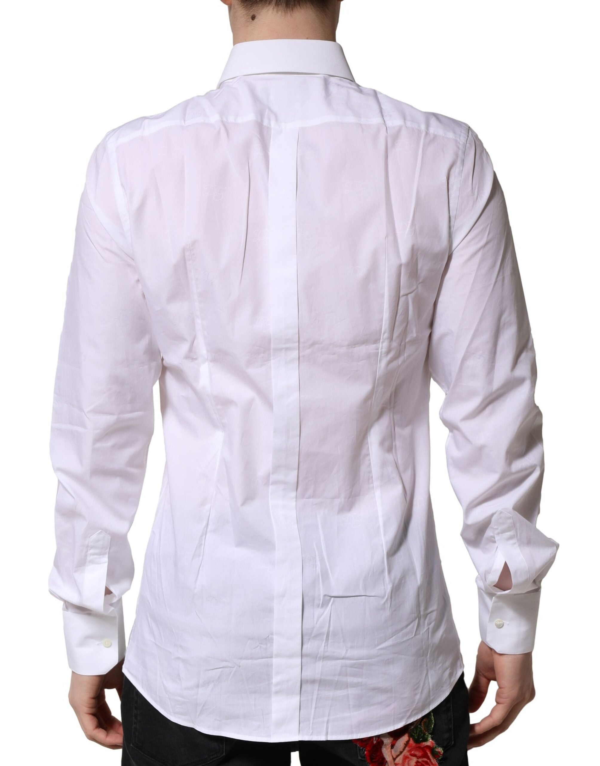 Dolce & Gabbana White Gold Long-Sleeved Dress Formal Shirt-4