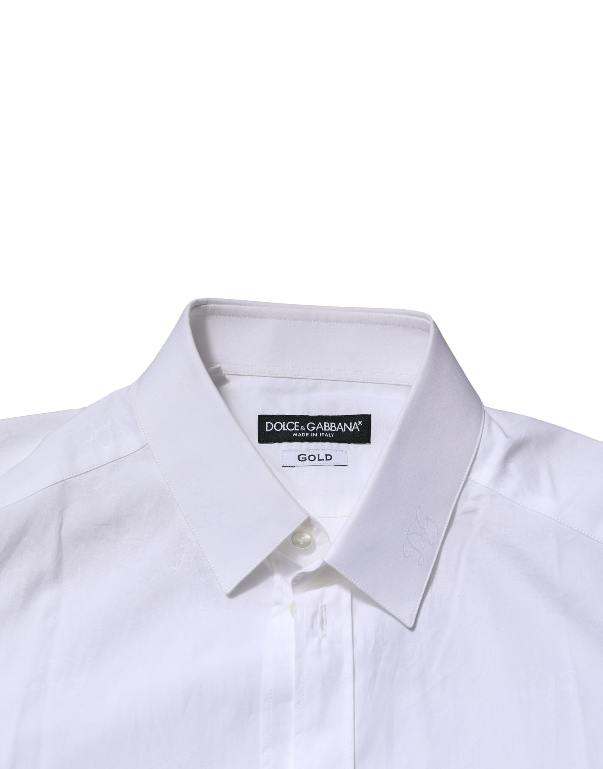 Dolce & Gabbana White Gold Long-Sleeved Dress Formal Shirt-5