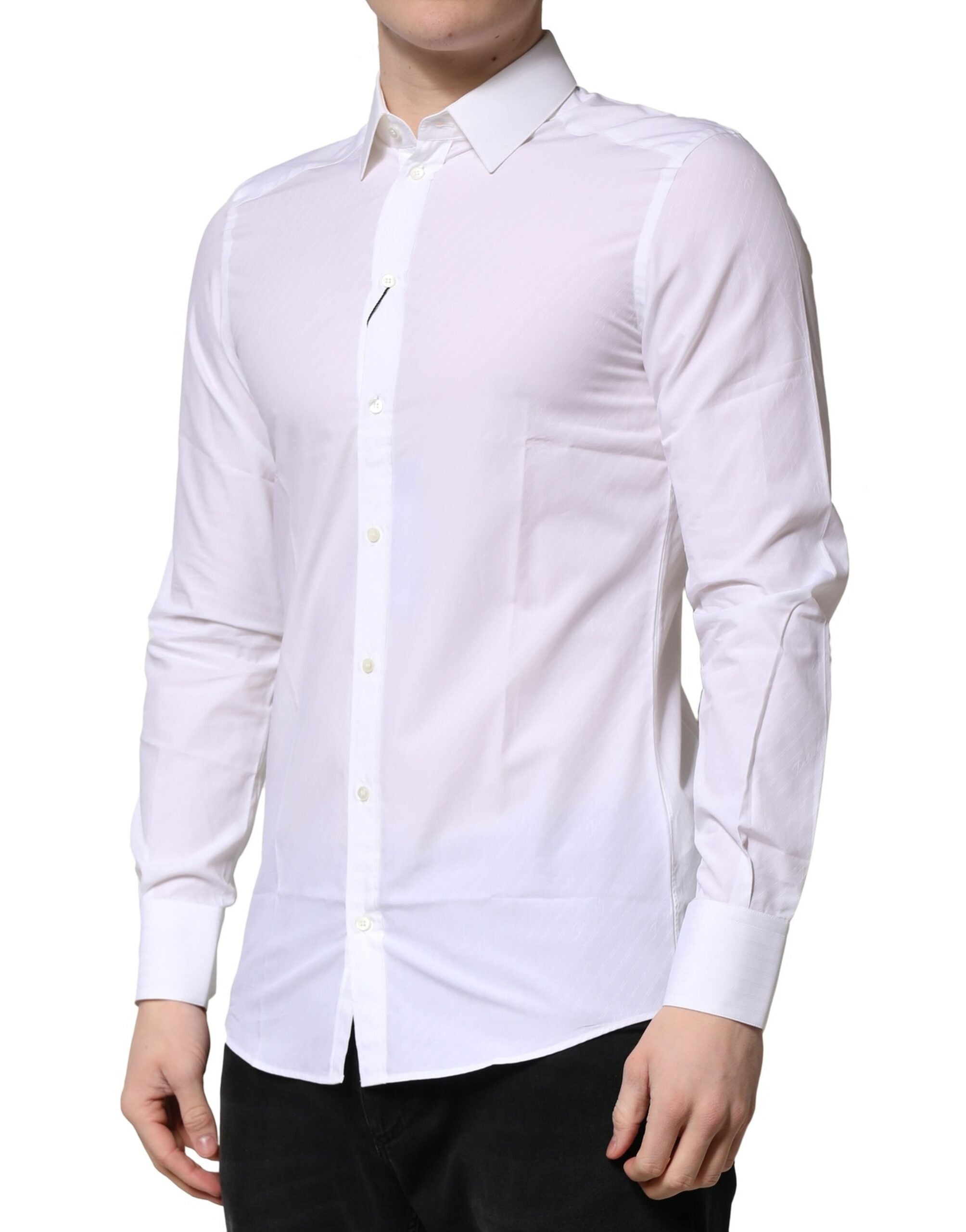 Dolce & Gabbana White MARTINI Long-Sleeved Dress Formal Shirt-3