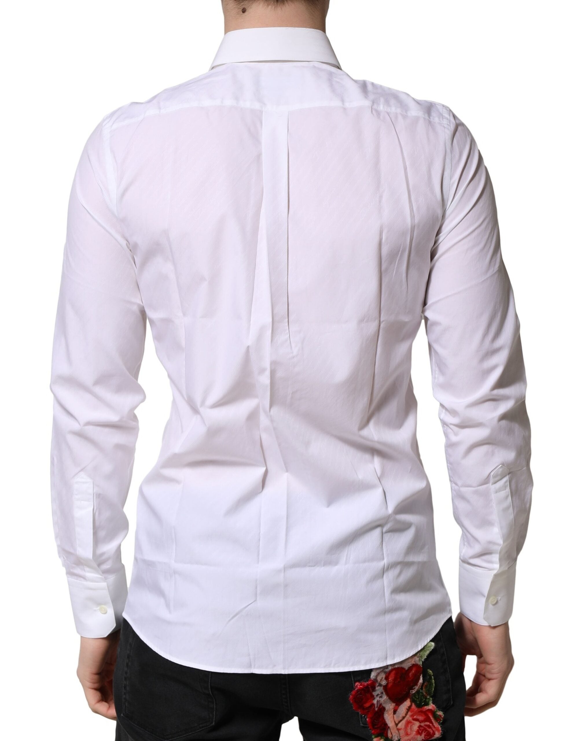 Dolce & Gabbana White MARTINI Long-Sleeved Dress Formal Shirt-4