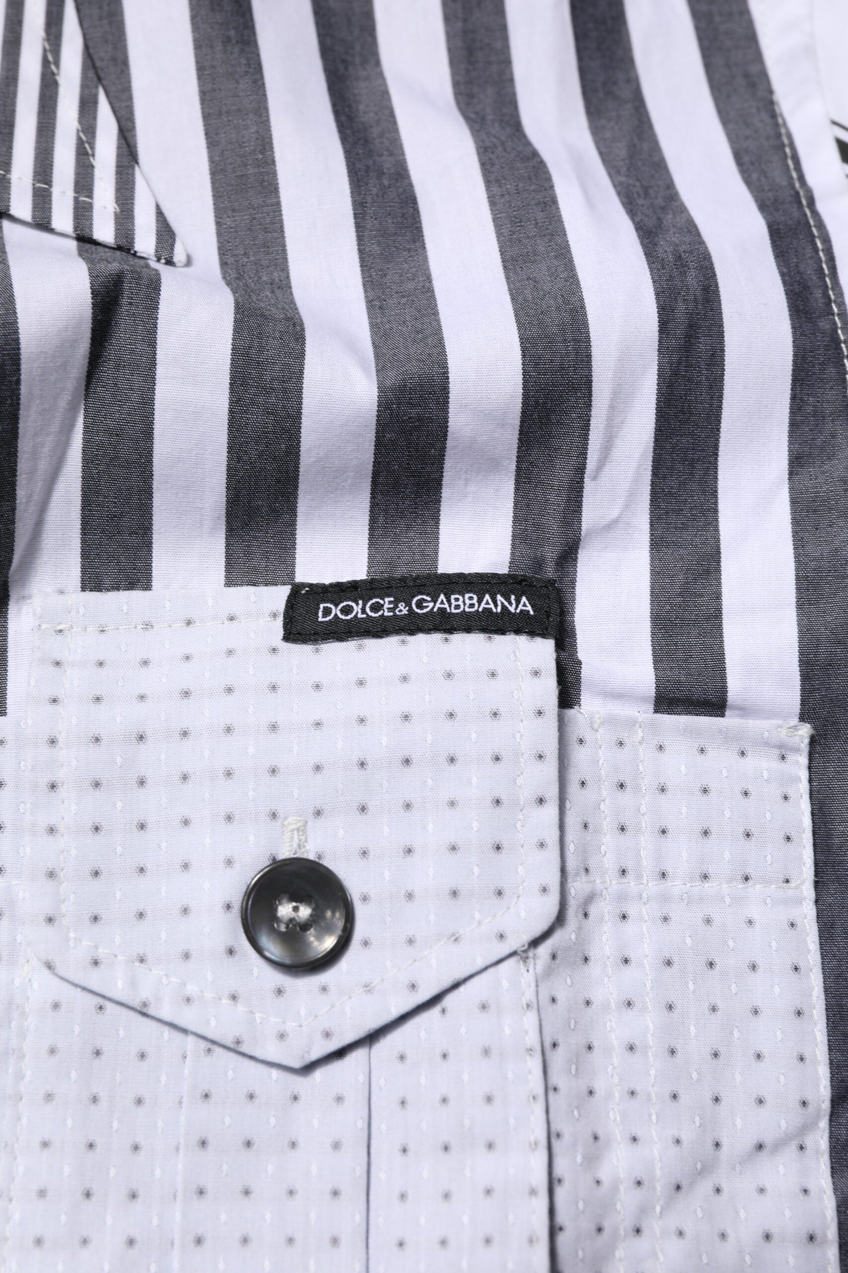 Camisa casual de algodón a rayas blancas y grises para hombre de Dolce & Gabbana-6