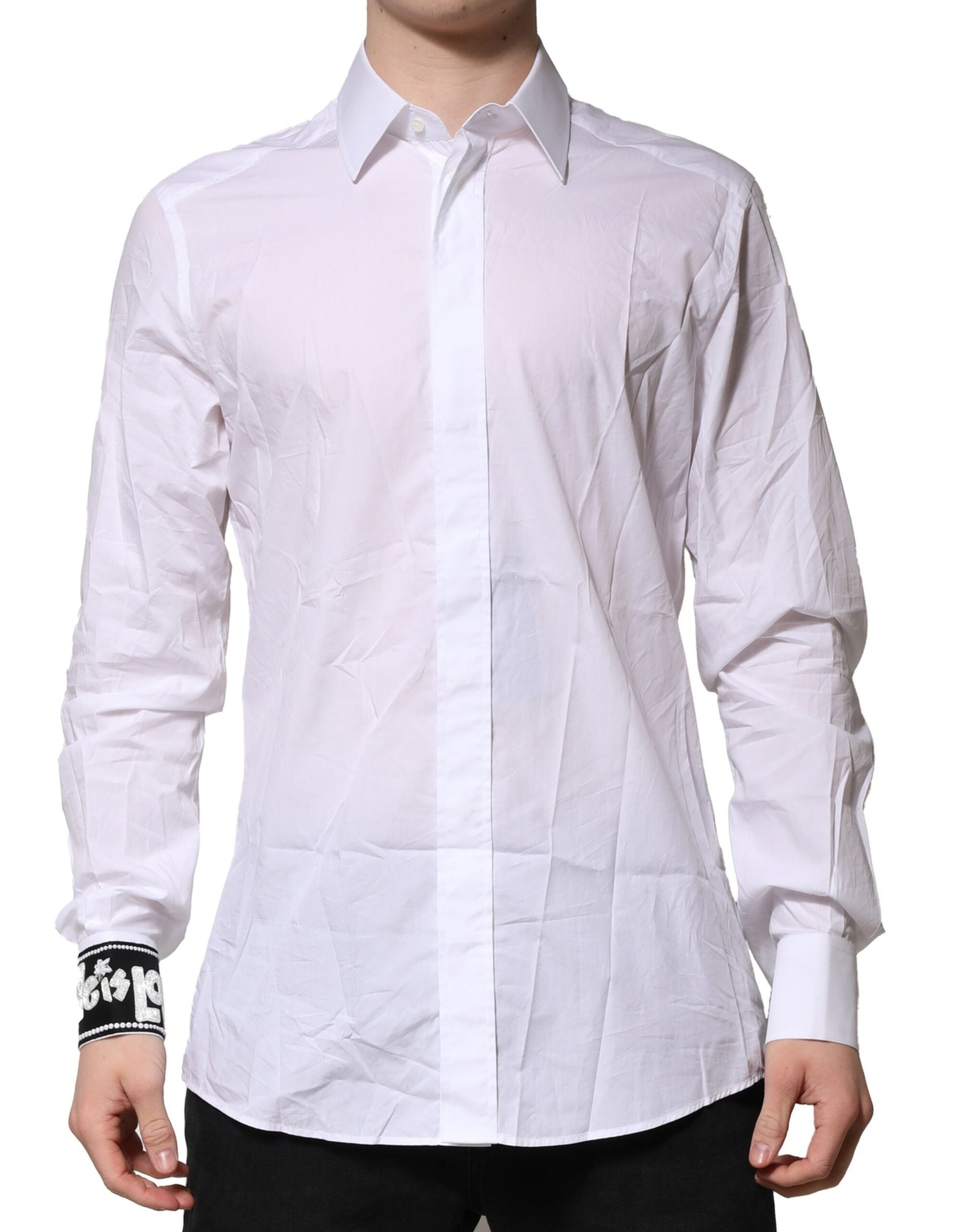 Dolce & Gabbana White Gold Cotton Shirt for Men, Formal Shirt-1