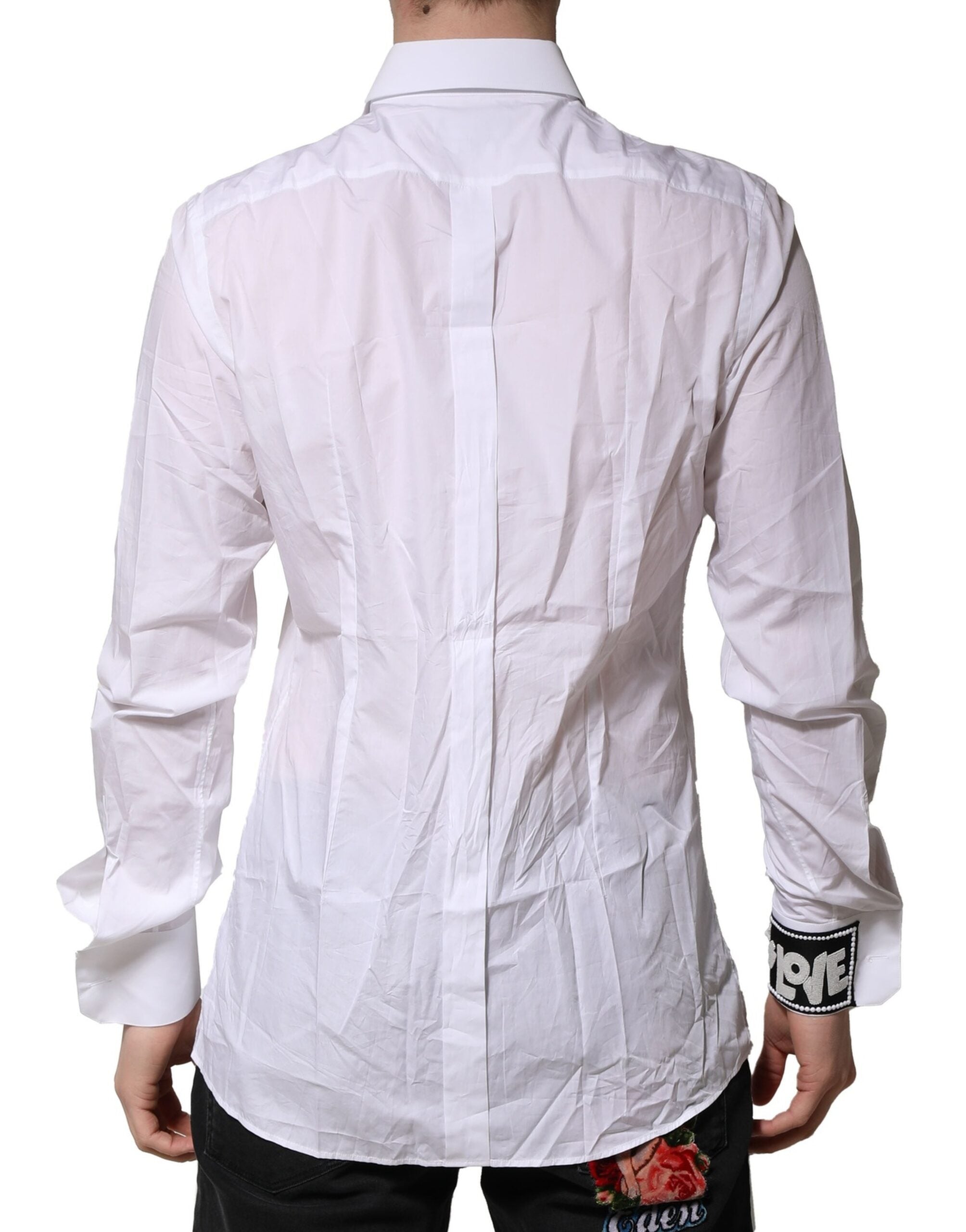 Dolce & Gabbana White Gold Cotton Shirt for Men, Formal Shirt-4