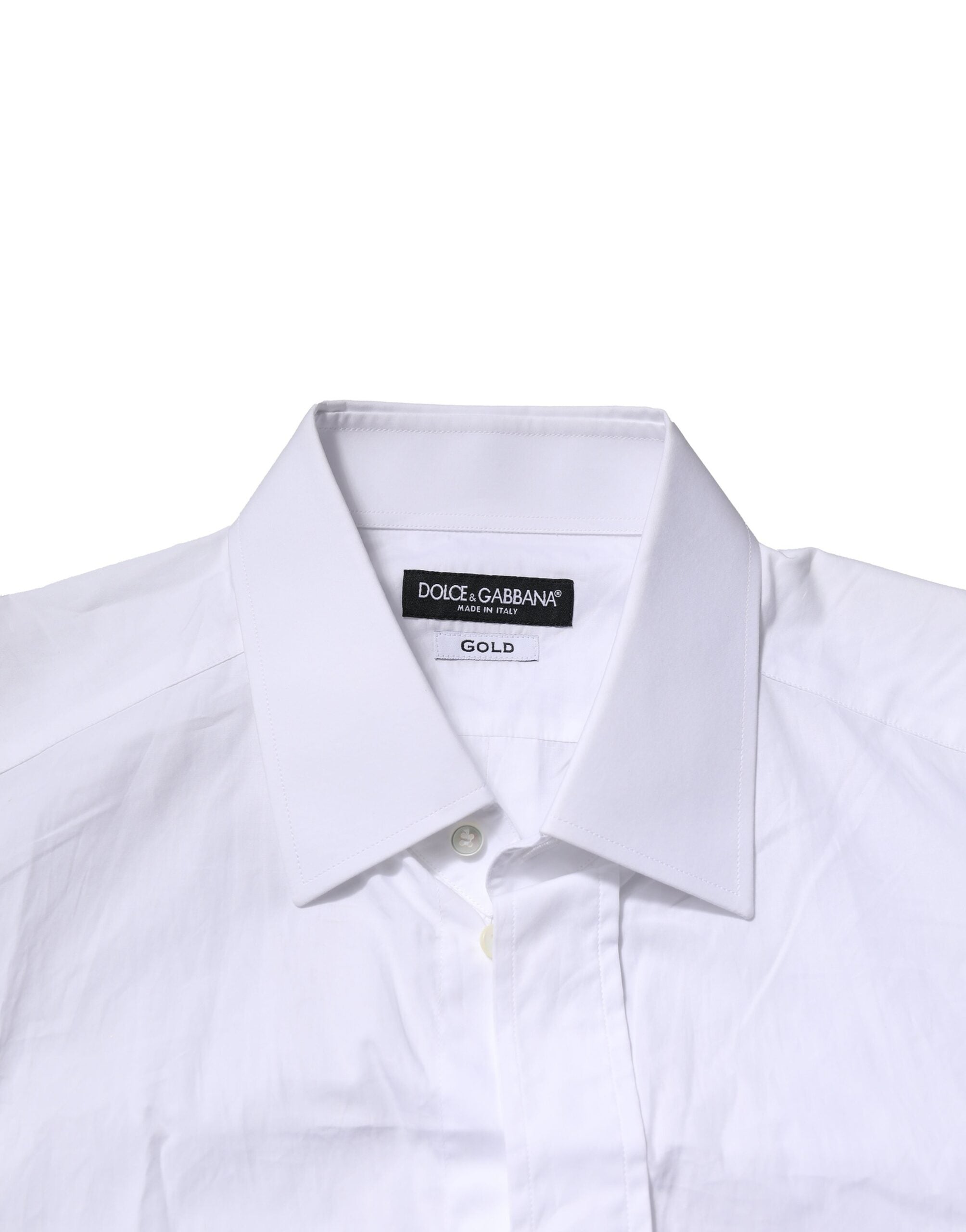 Dolce & Gabbana White Gold Cotton Shirt for Men, Formal Shirt-5