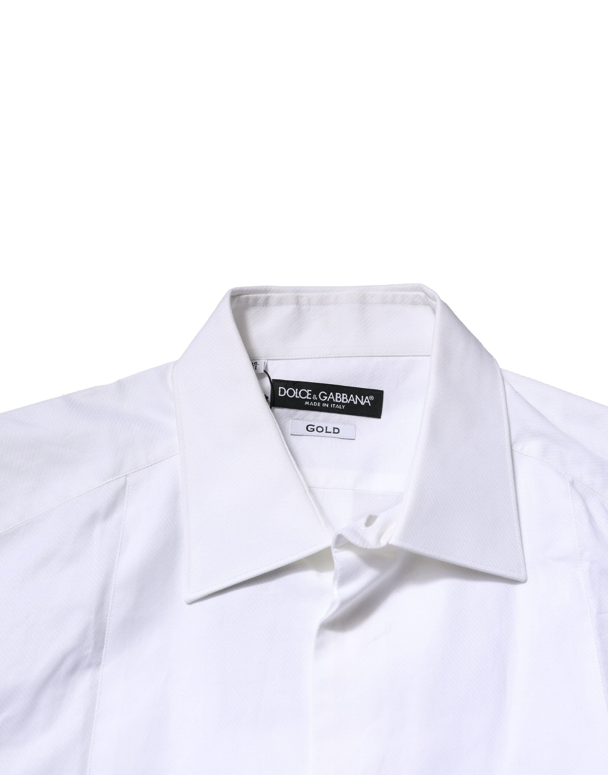 Camisa Dolce & Gabbana de popelina de algodón con pechera blanca dorada para hombre-5