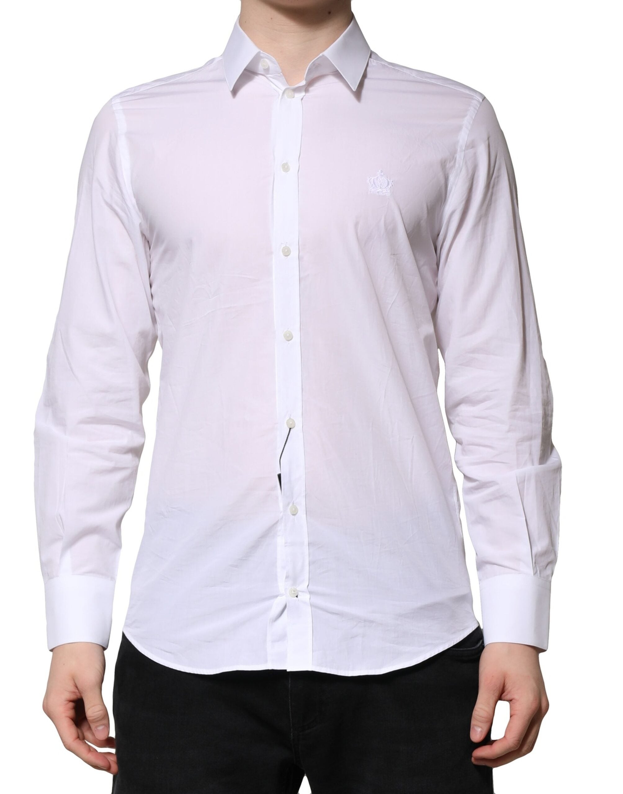 Dolce & Gabbana White MARTINI Long-Sleeved Men's Formal Shirt-1