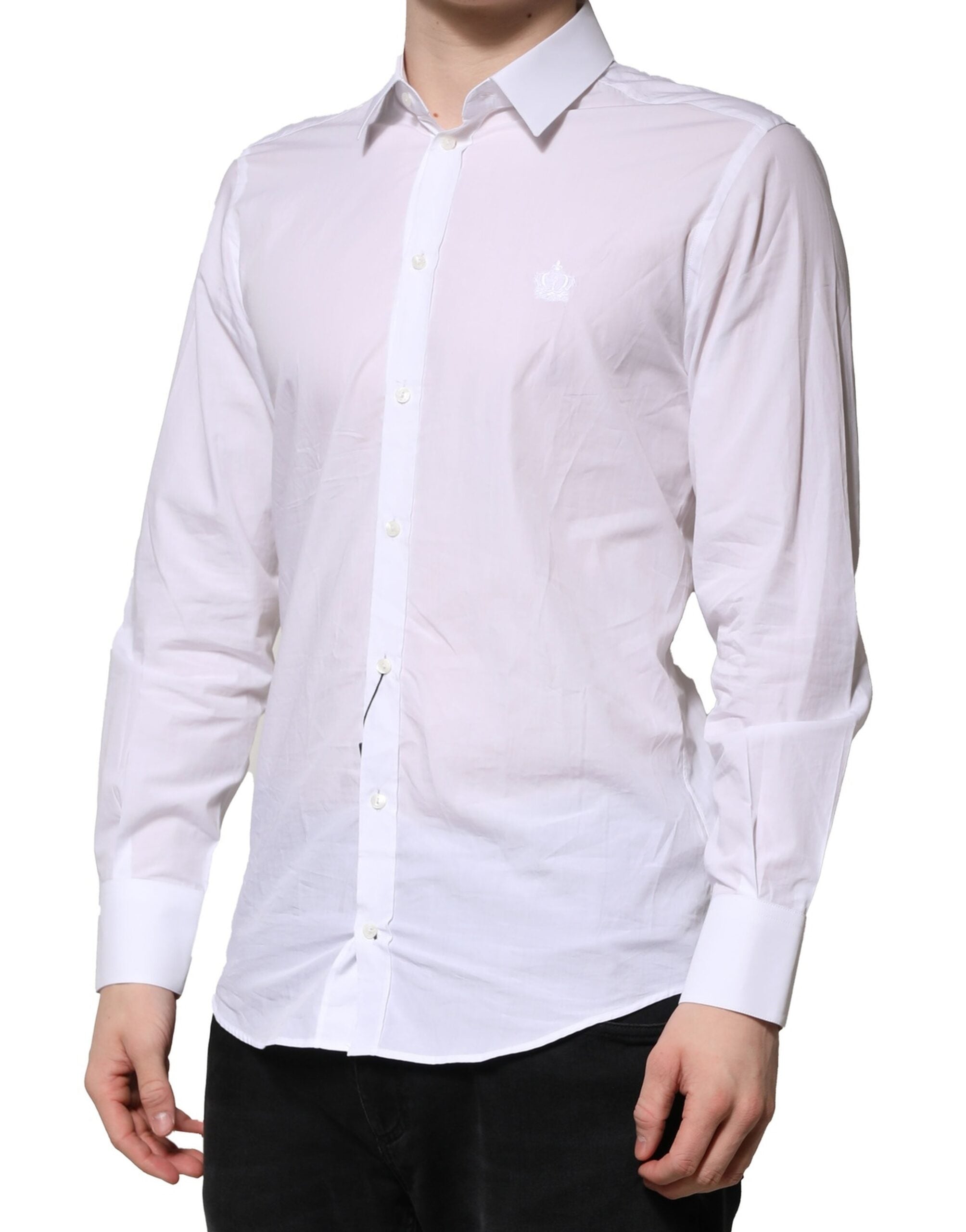 Dolce & Gabbana White MARTINI Long-Sleeved Men's Formal Shirt-3