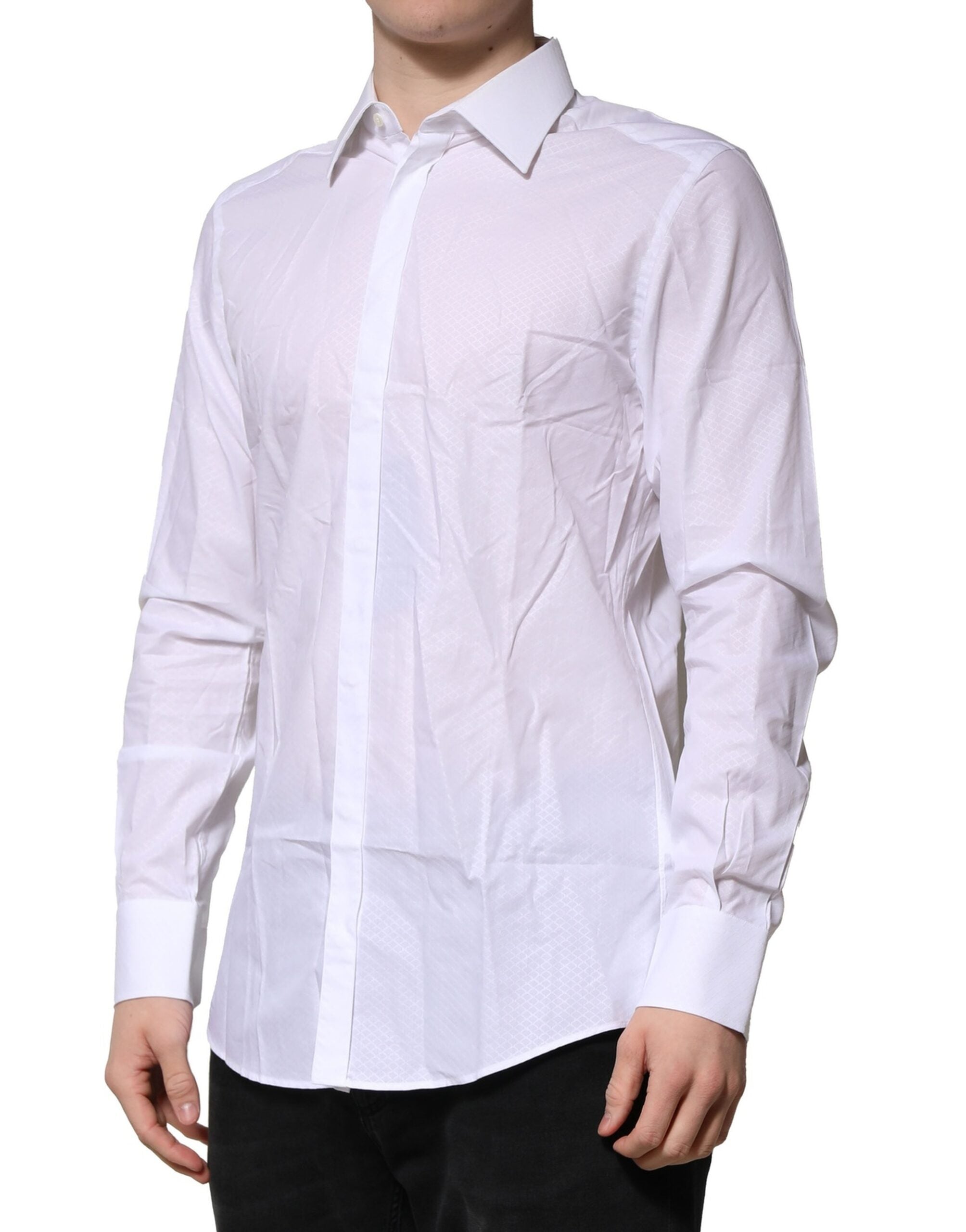 Dolce & Gabbana White MARTINI Long-Sleeved Men's Formal Shirt-3