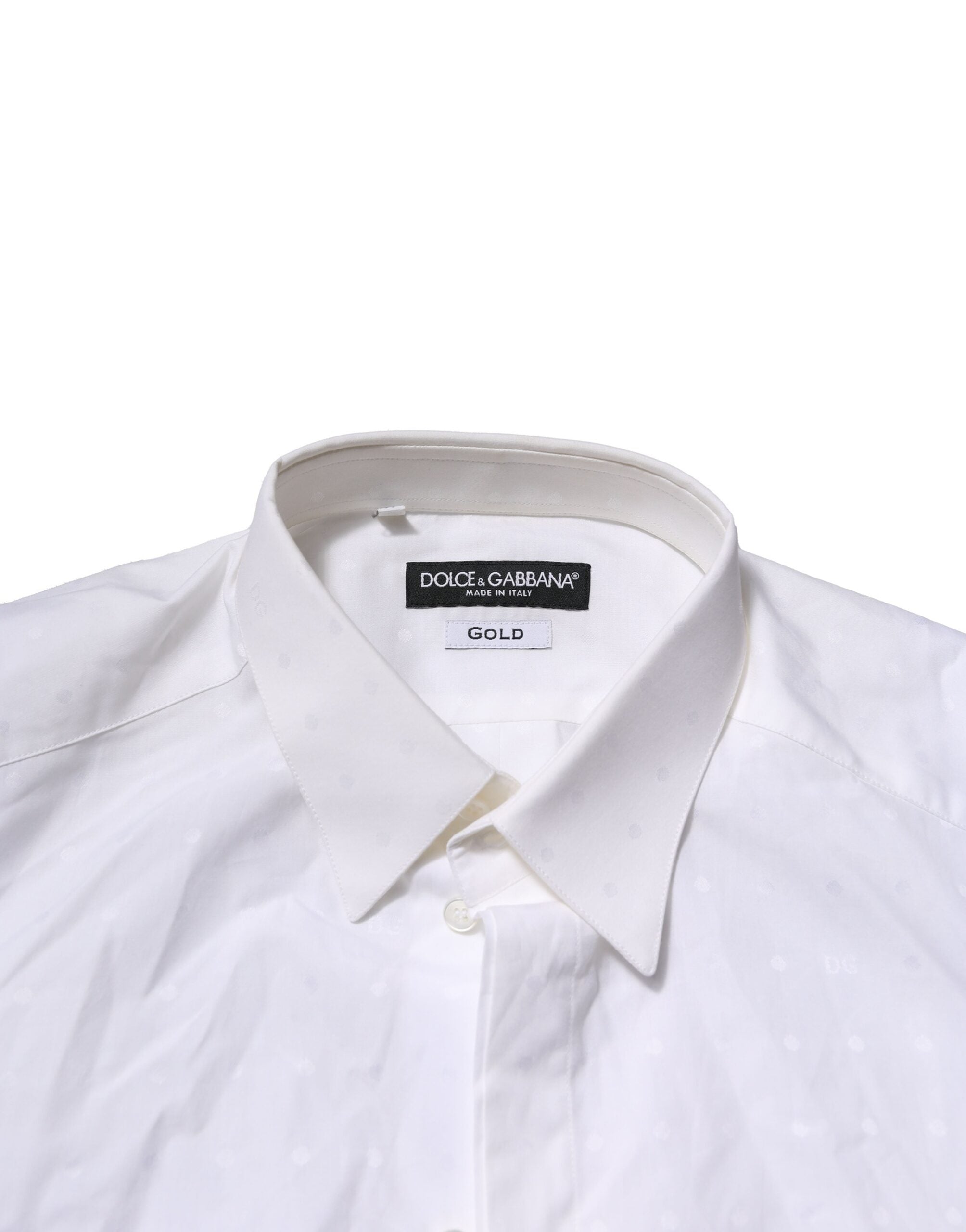 Dolce & Gabbana White Gold Long-Sleeved Dress Men's Formal Shirt-5