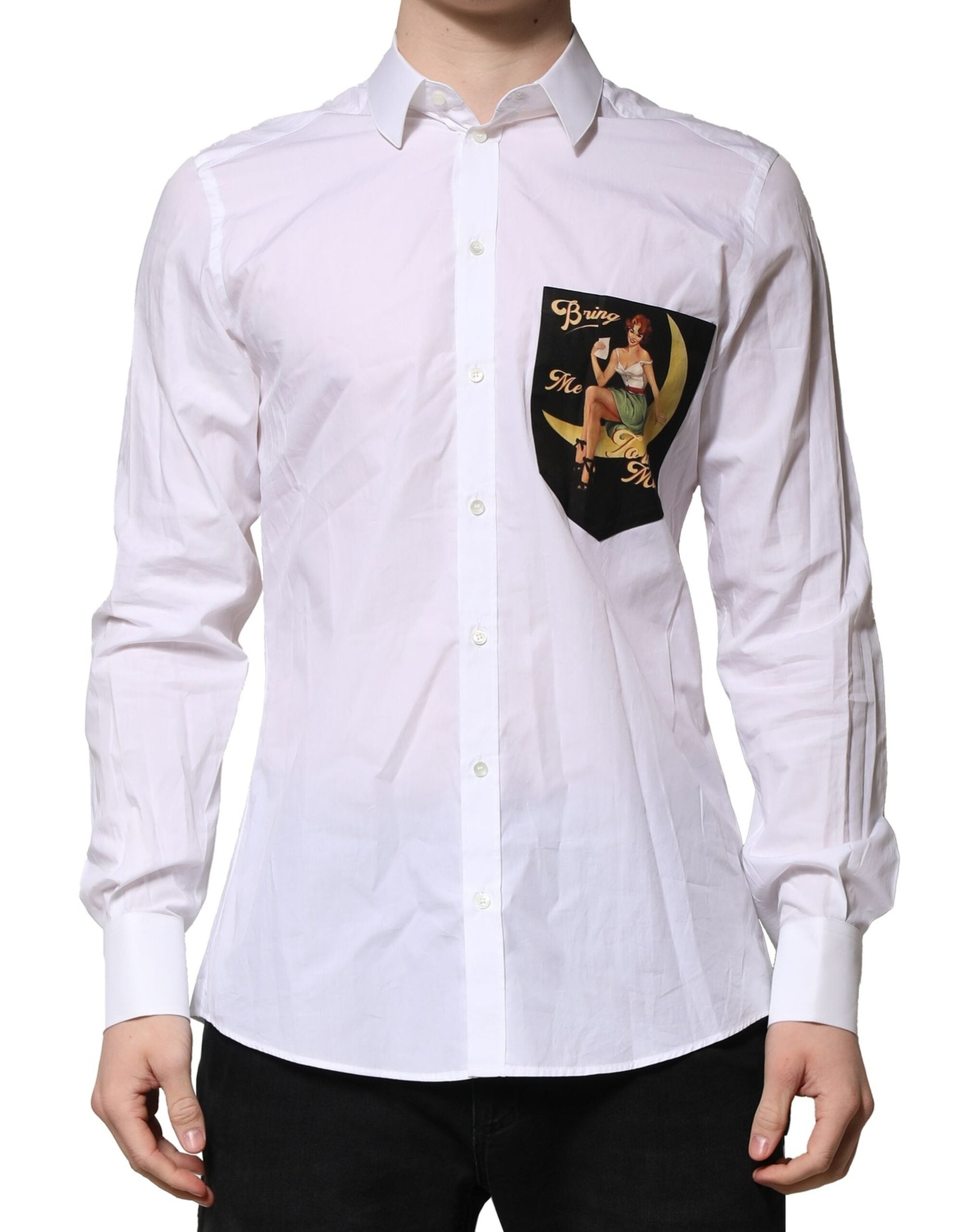 Dolce & Gabbana Weißes MARTINI Langärmeliges Herrenhemd Formal-2