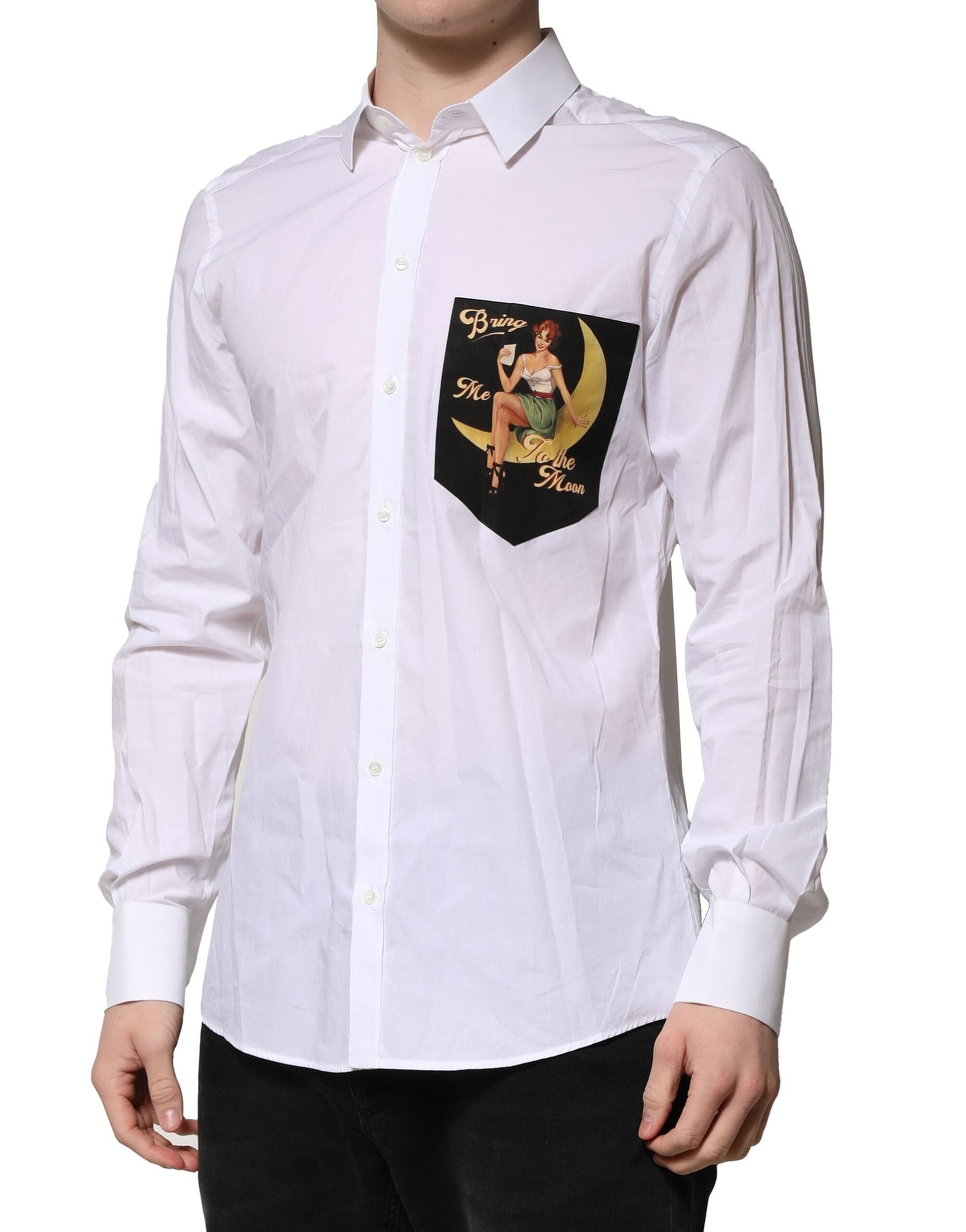 Dolce & Gabbana Weißes MARTINI Langärmeliges Herrenhemd Formal-3