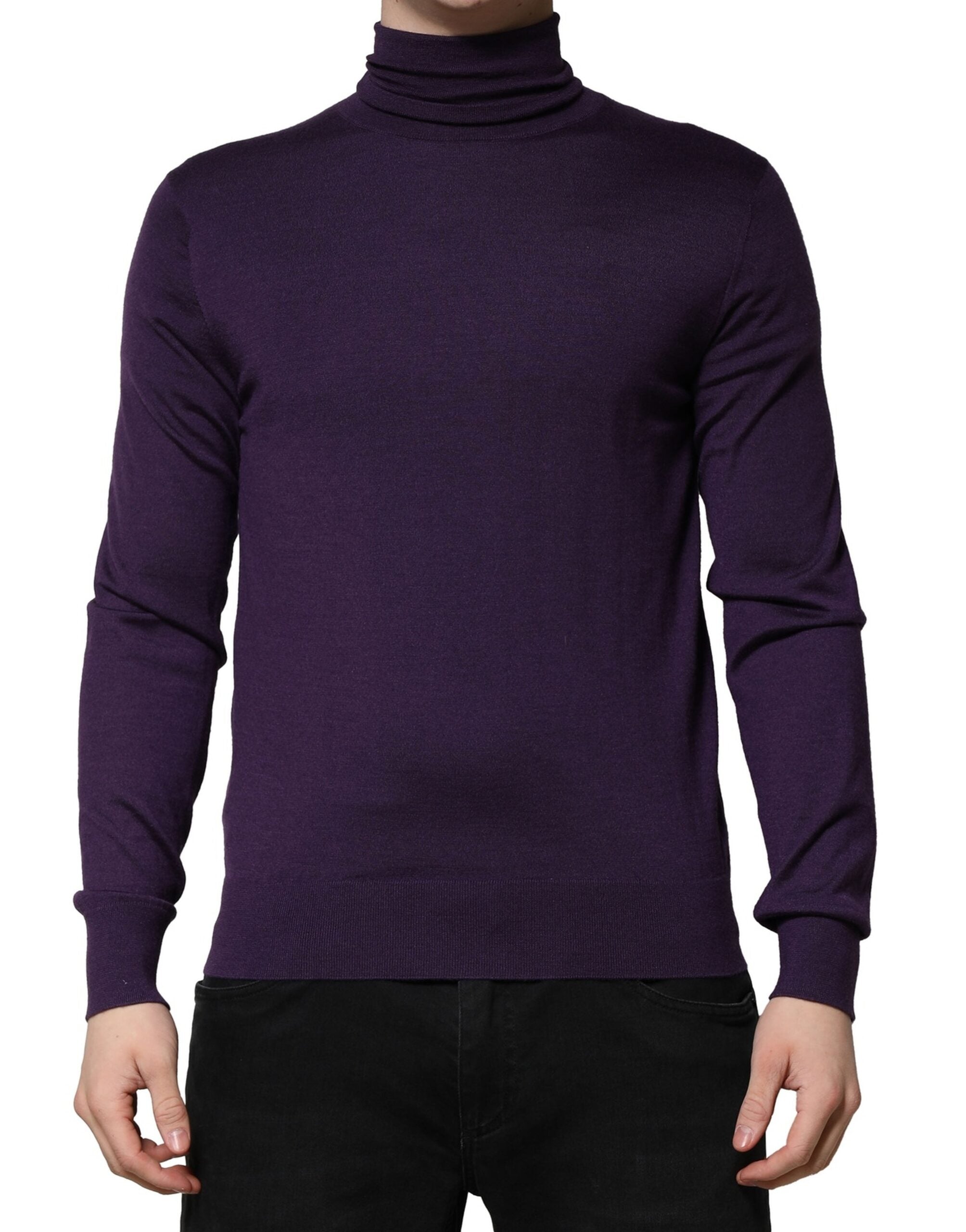 Dolce & Gabbana Purple Cashmere Turtleneck Sweater-1