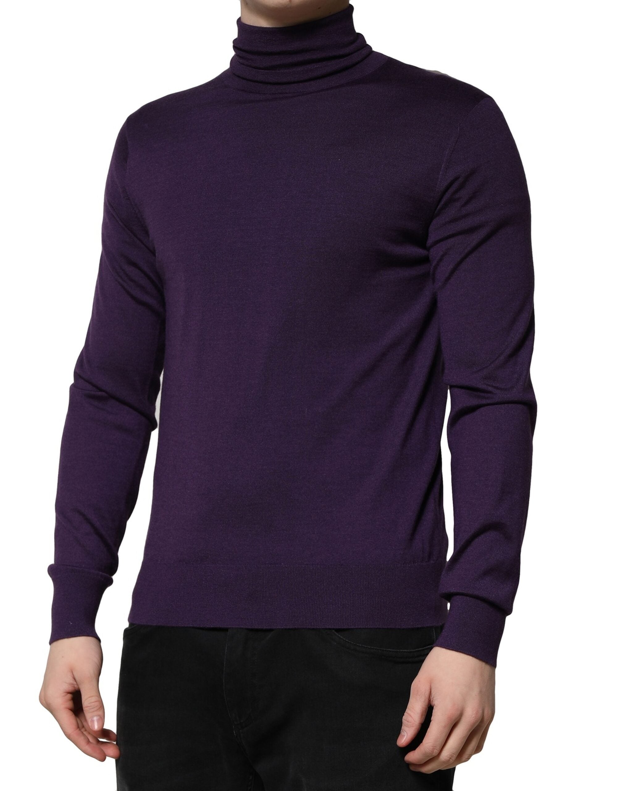 Dolce & Gabbana Purple Cashmere Turtleneck Sweater-3