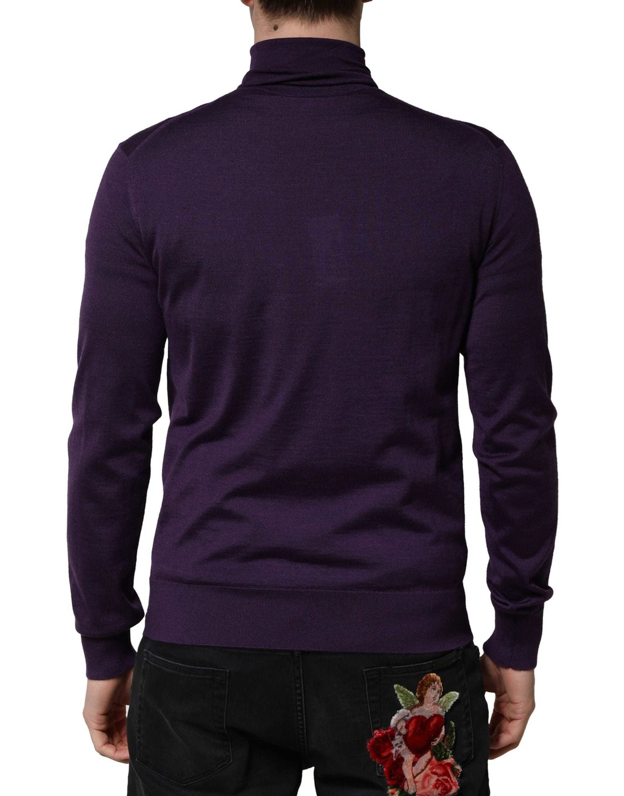 Dolce & Gabbana Purple Cashmere Turtleneck Sweater-4