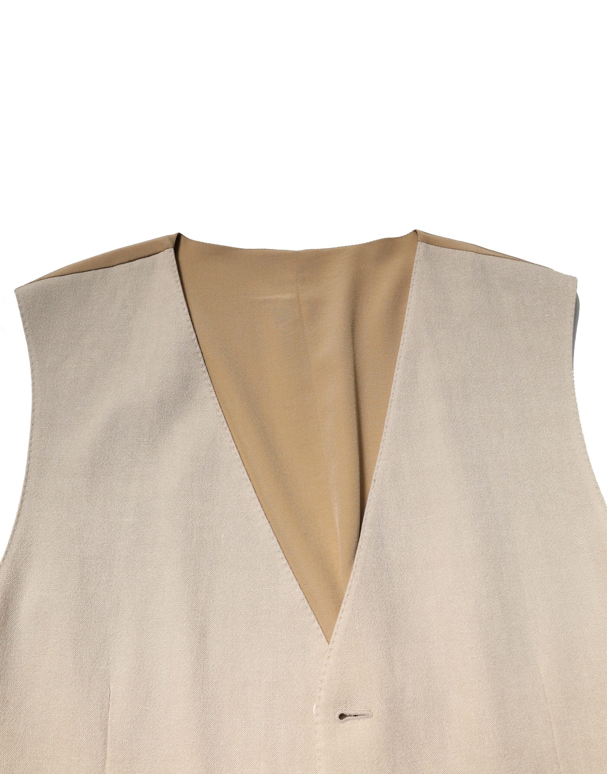Dolce & Gabbana Beige Leinen Kleid Formal Männer Weste Weste-5