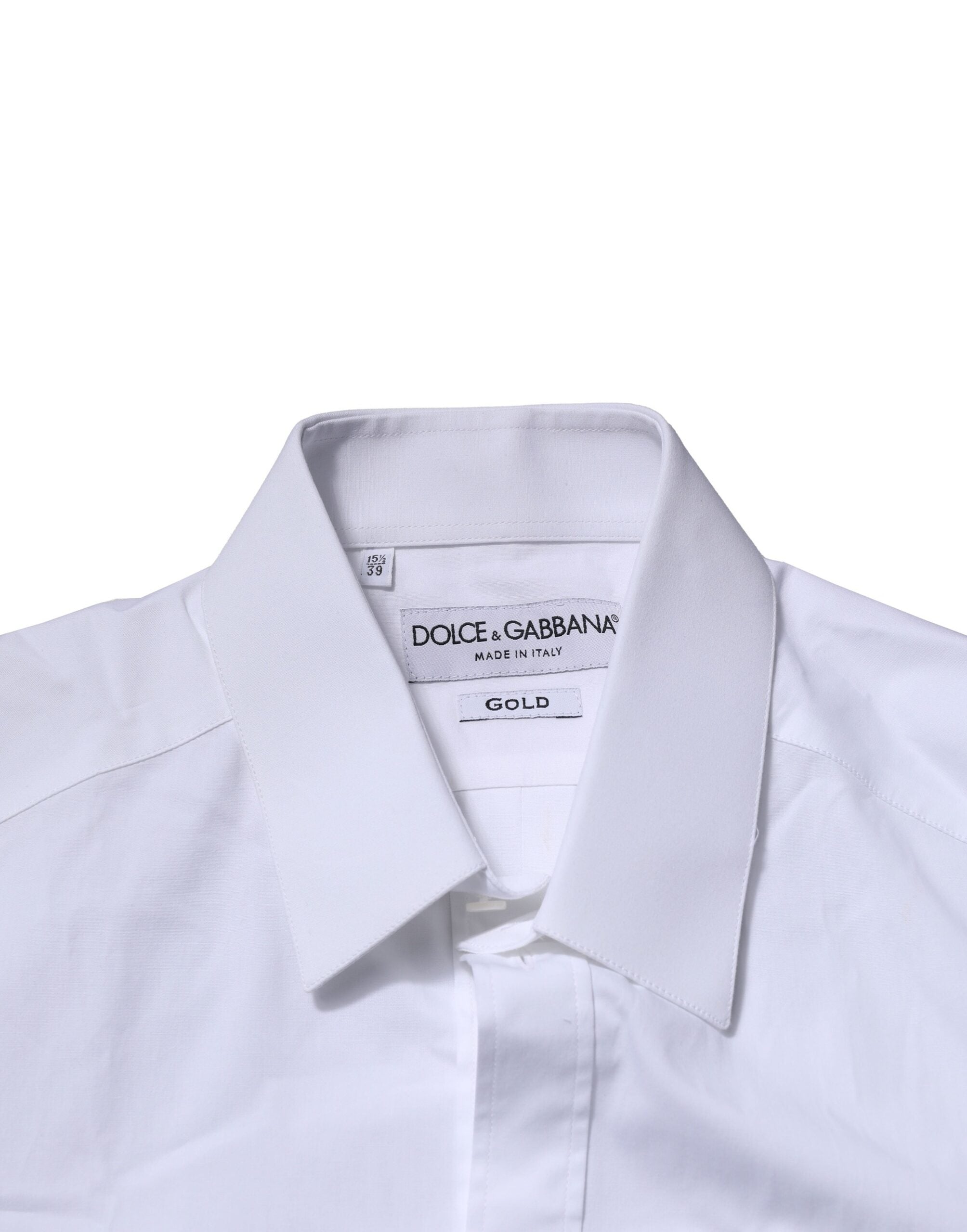 Dolce & Gabbana White Long-Sleeved Cotton Shirt GOLD Formal-6
