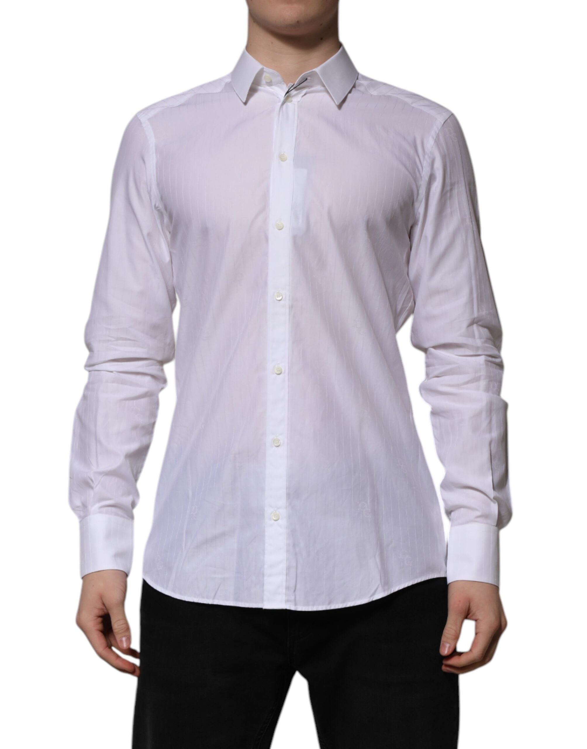 Dolce & Gabbana White Long-Sleeve Cotton Shirt MARTINI Formal-2
