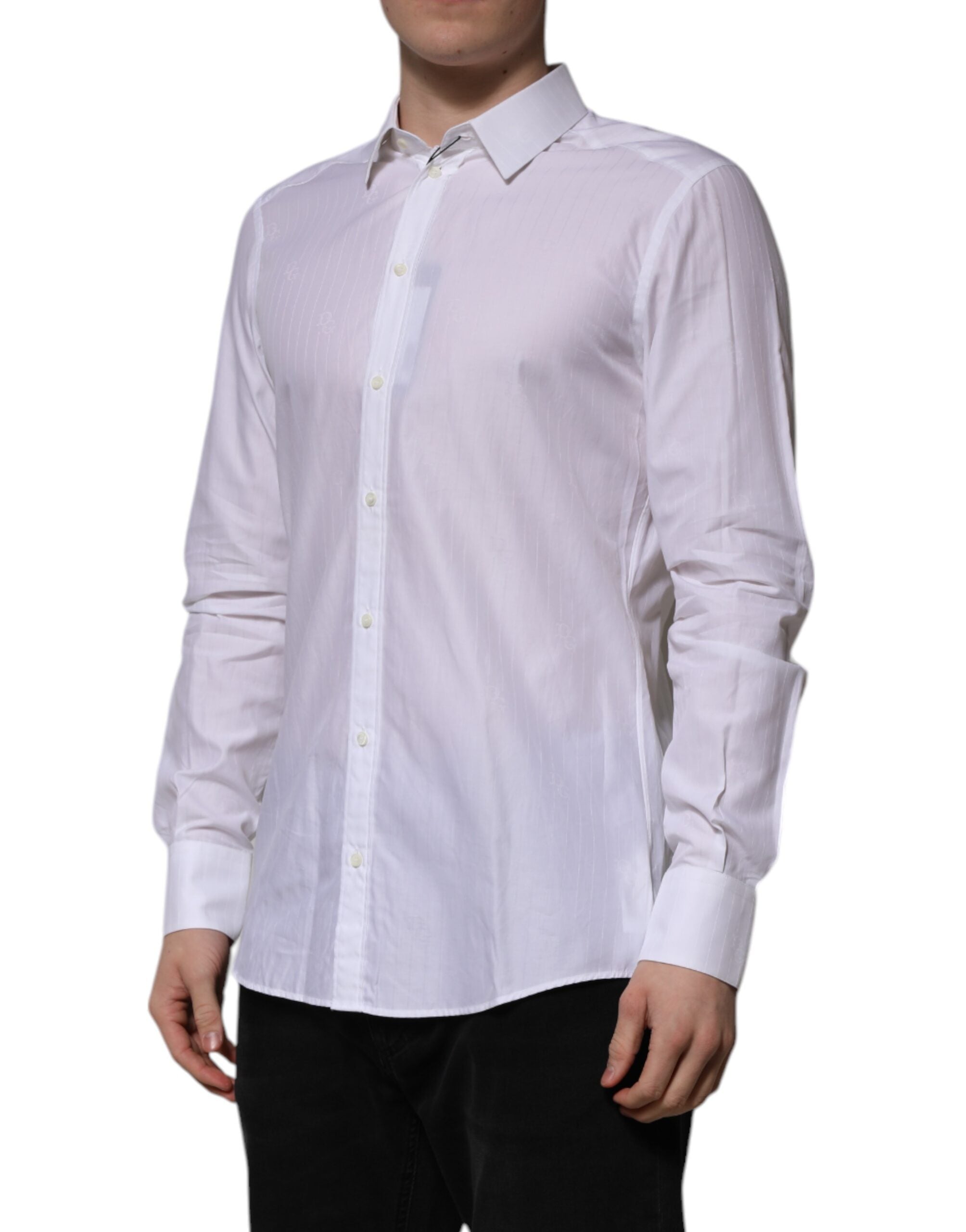 Dolce & Gabbana White Long-Sleeve Cotton Shirt MARTINI Formal-3