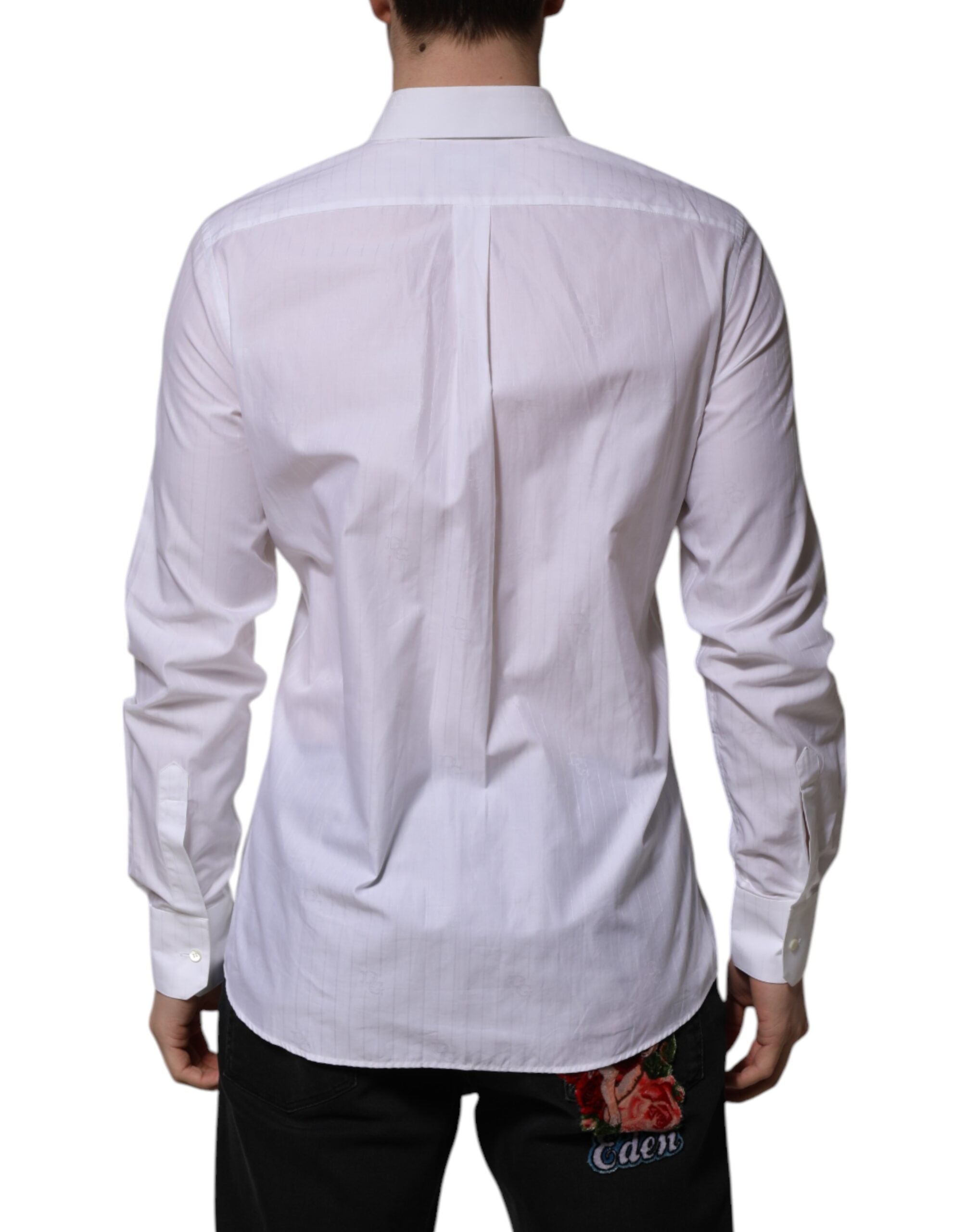 Dolce & Gabbana White Long-Sleeve Cotton Shirt MARTINI Formal-4