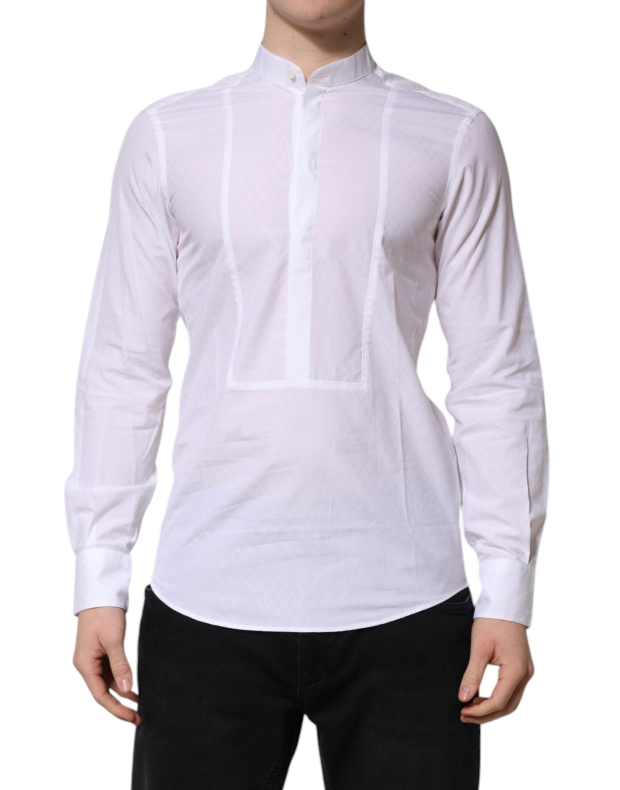 Dolce & Gabbana white cotton shirt with long and slim sleeves for formal occasions-1