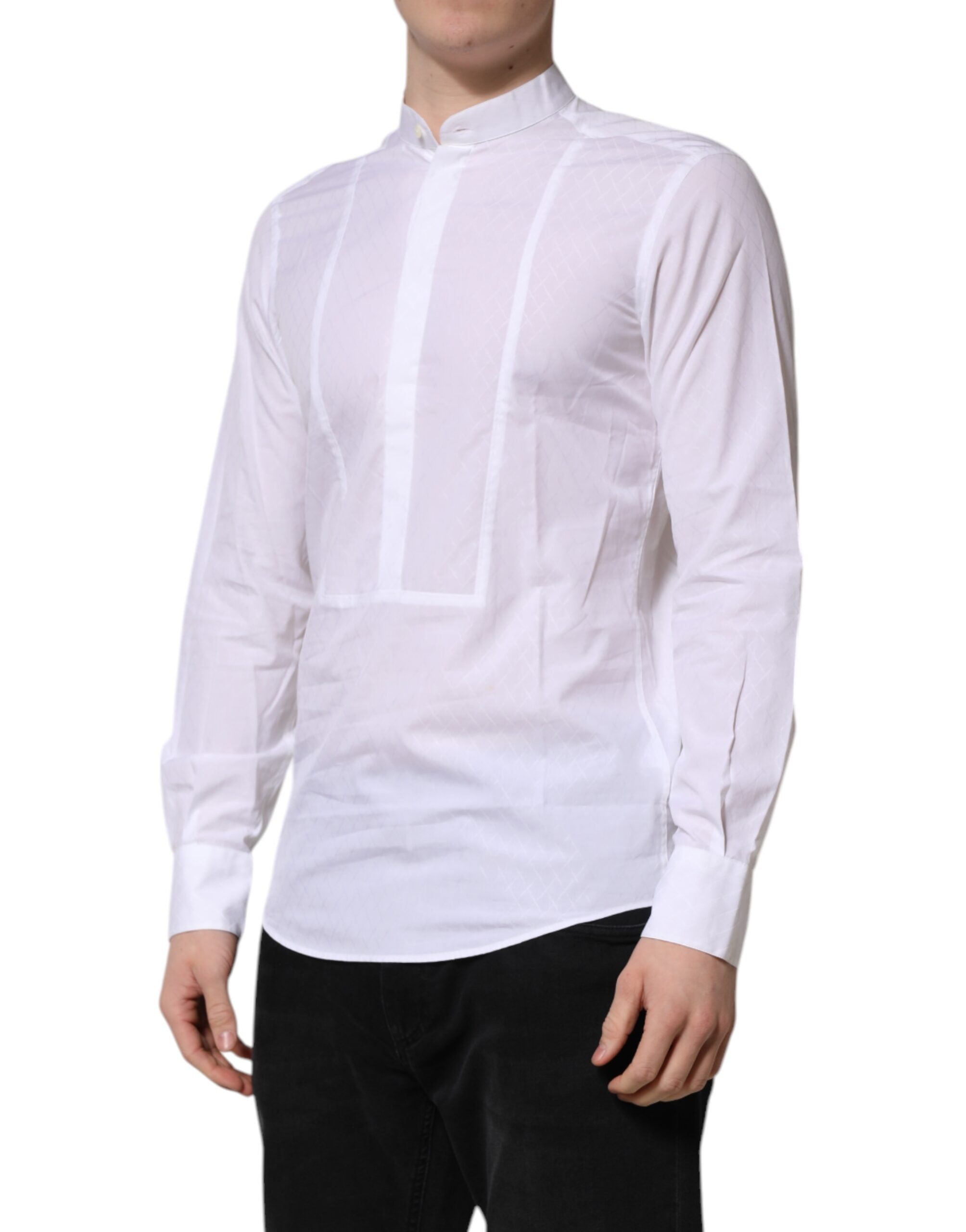 Dolce & Gabbana white cotton shirt with long and slim sleeves for formal occasions-3