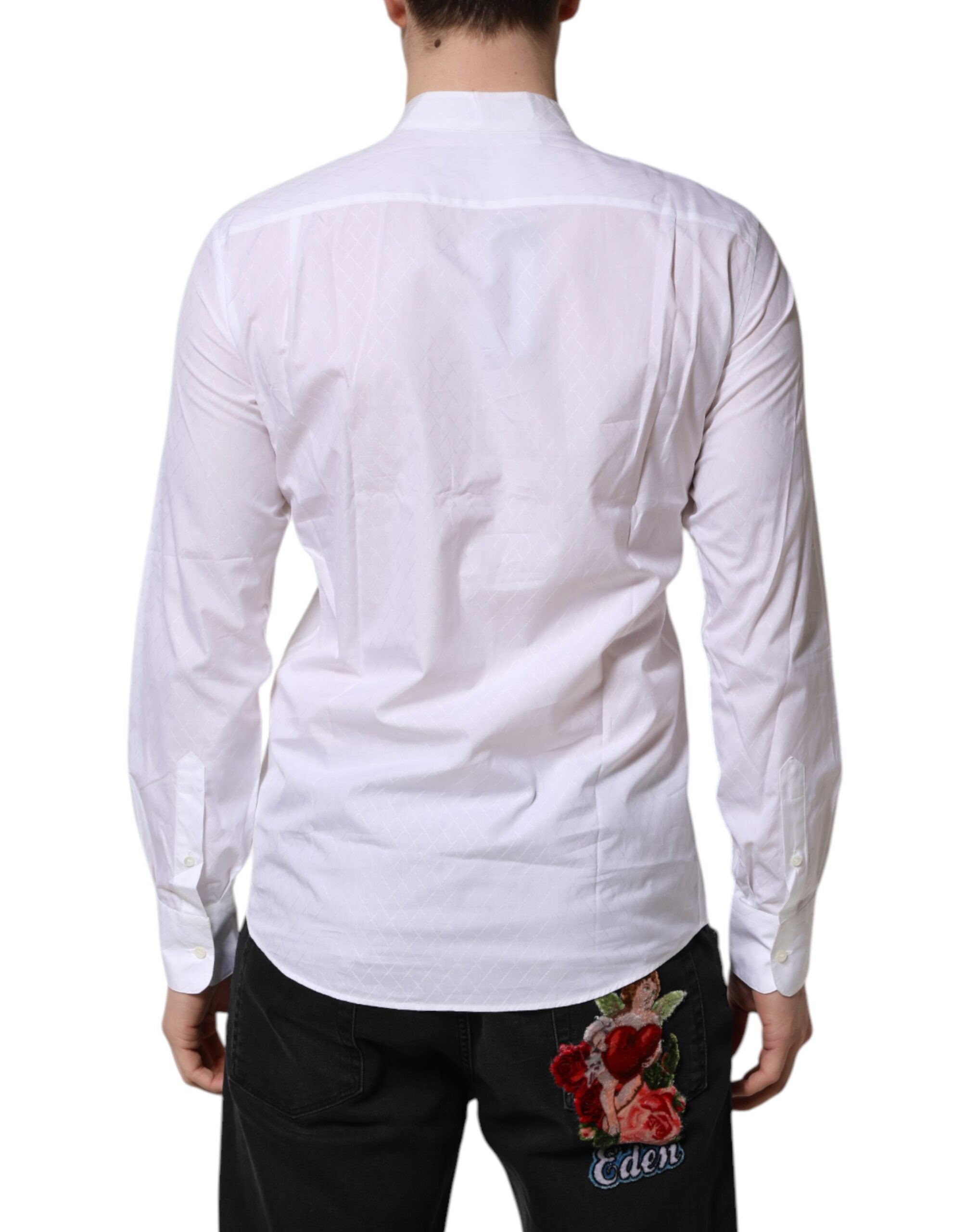 Dolce & Gabbana white cotton shirt with long and slim sleeves for formal occasions-4