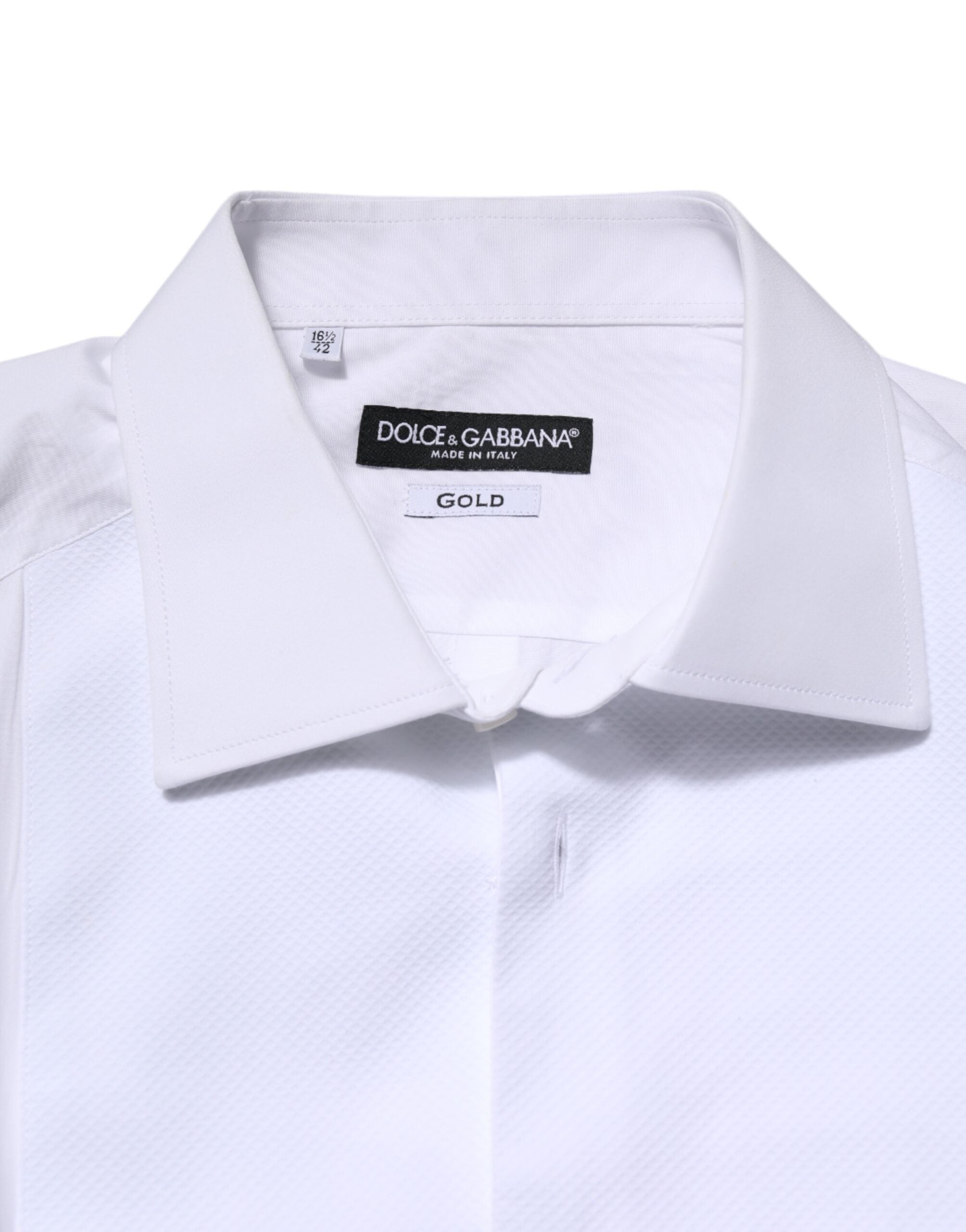 Dolce & Gabbana White Silk Poplin Bib Shirt GOLD Men's Formal Shirt-5