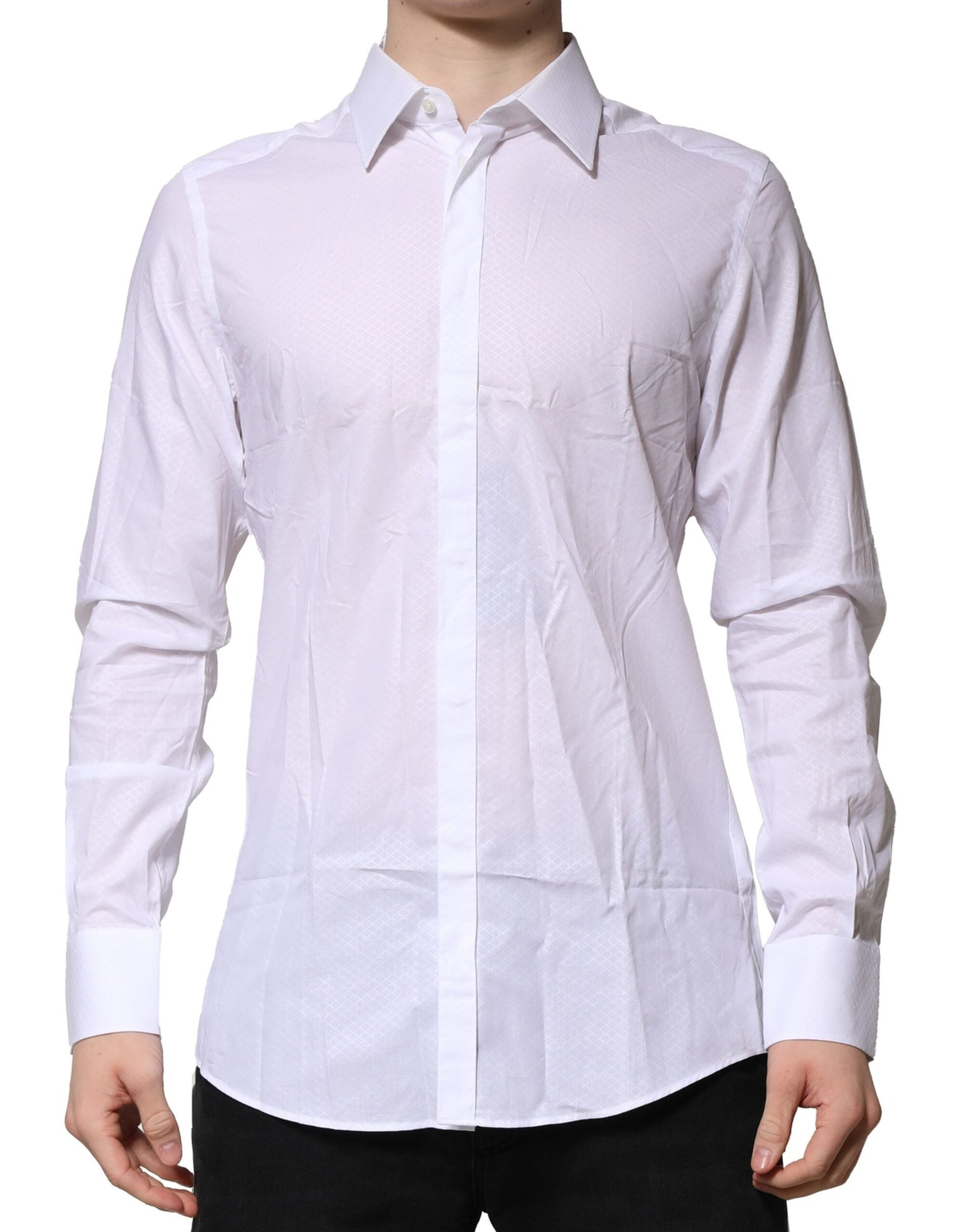 Dolce & Gabbana White MARTINI Long-Sleeved Dress Formal Shirt-2