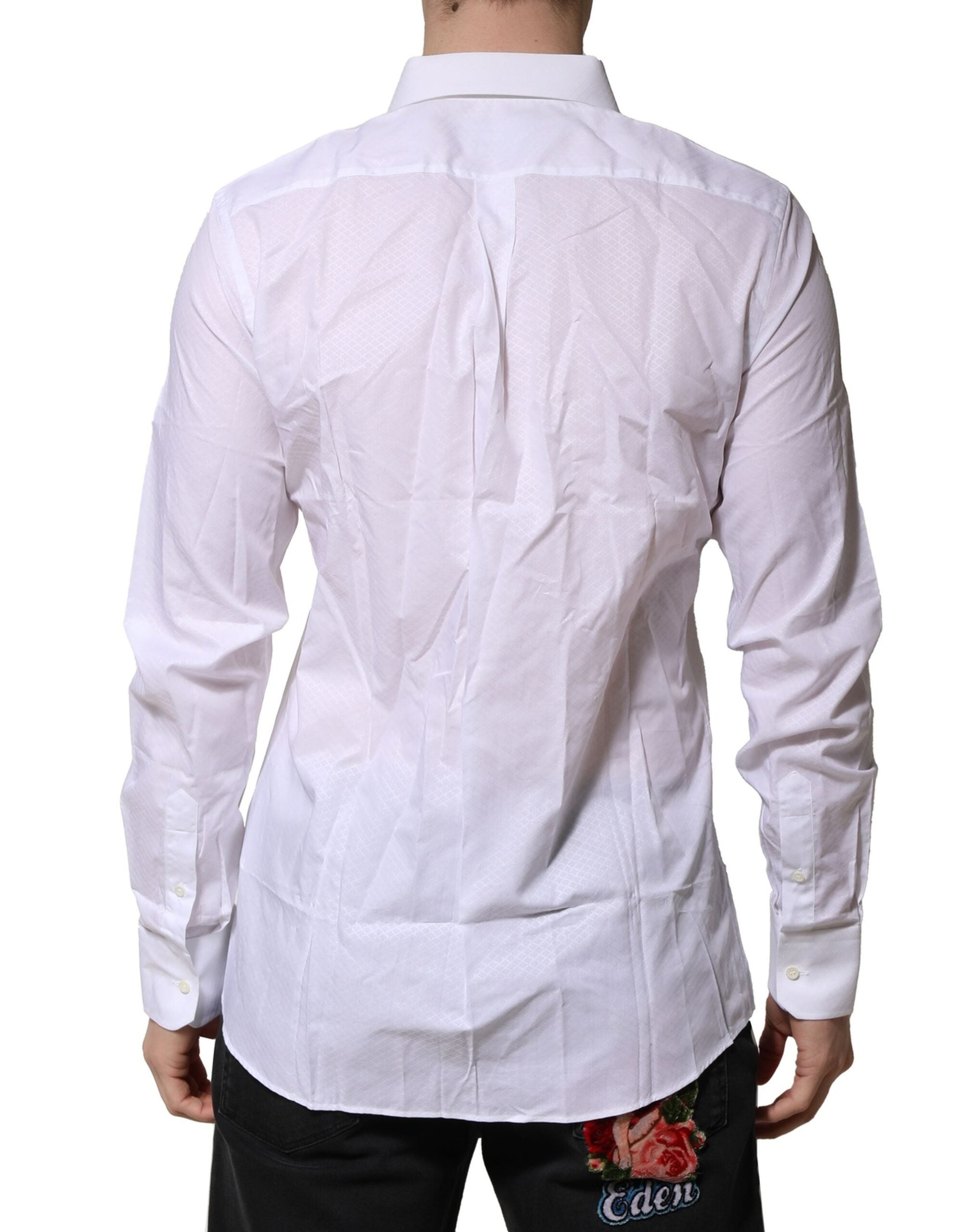 Dolce & Gabbana White MARTINI Long-Sleeved Dress Formal Shirt-4