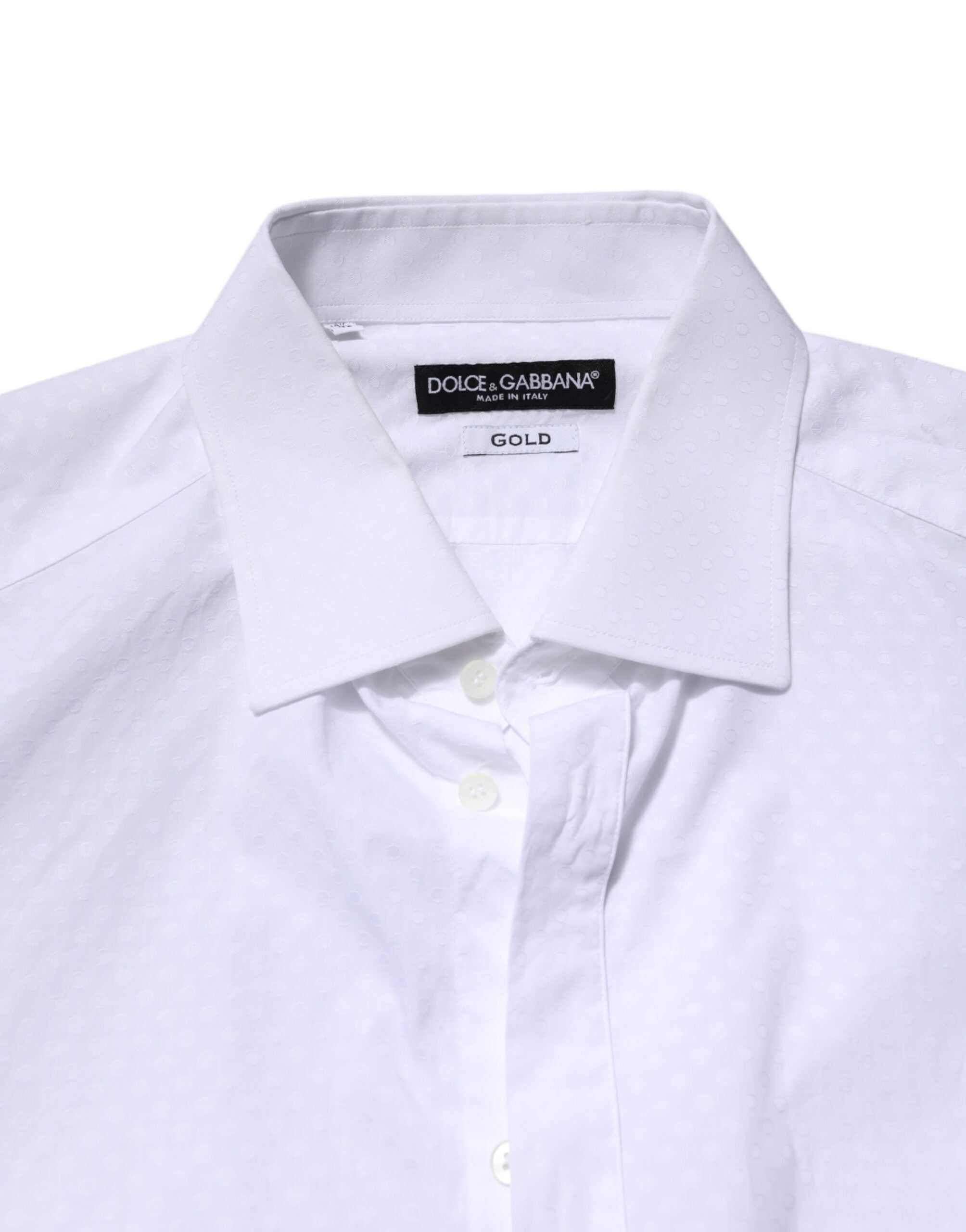 Dolce & Gabbana White Gold Cotton Long Sleeve Shirt for Formal Occasions-5