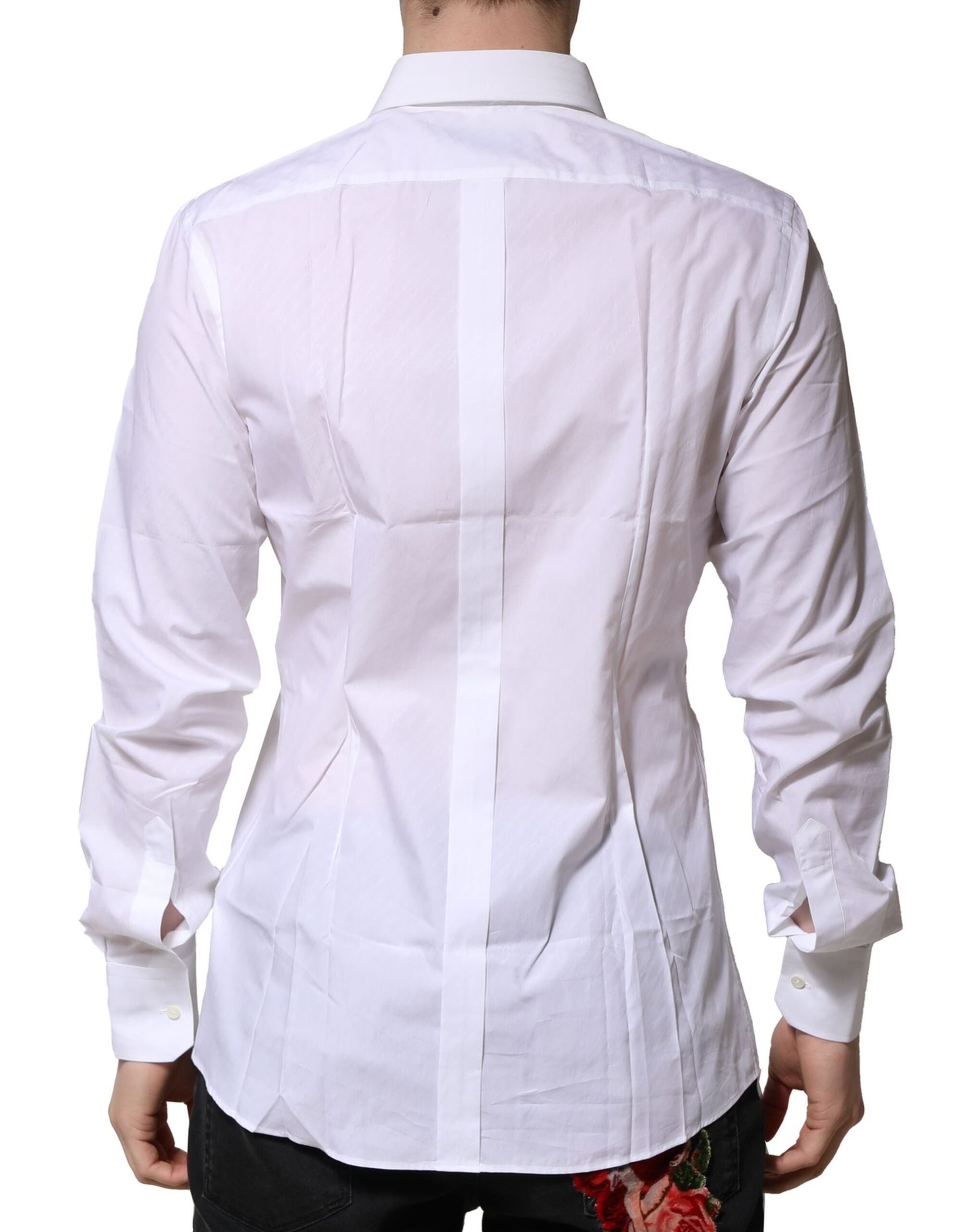 Dolce & Gabbana White GOLD Cotton Long Sleeve Men's Formal Shirt-4