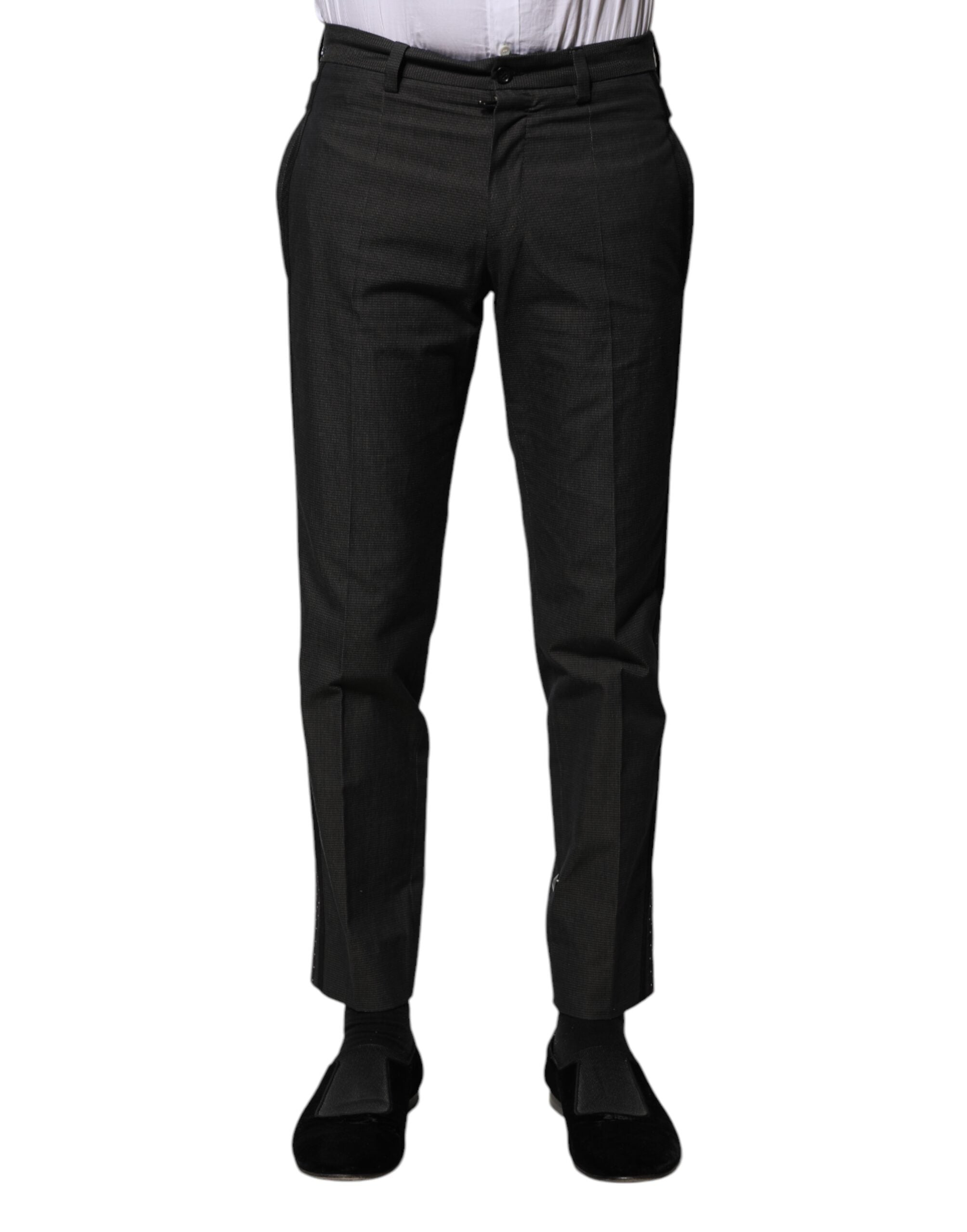 Dolce & Gabbana grey patterned formal trousers in cotton-2