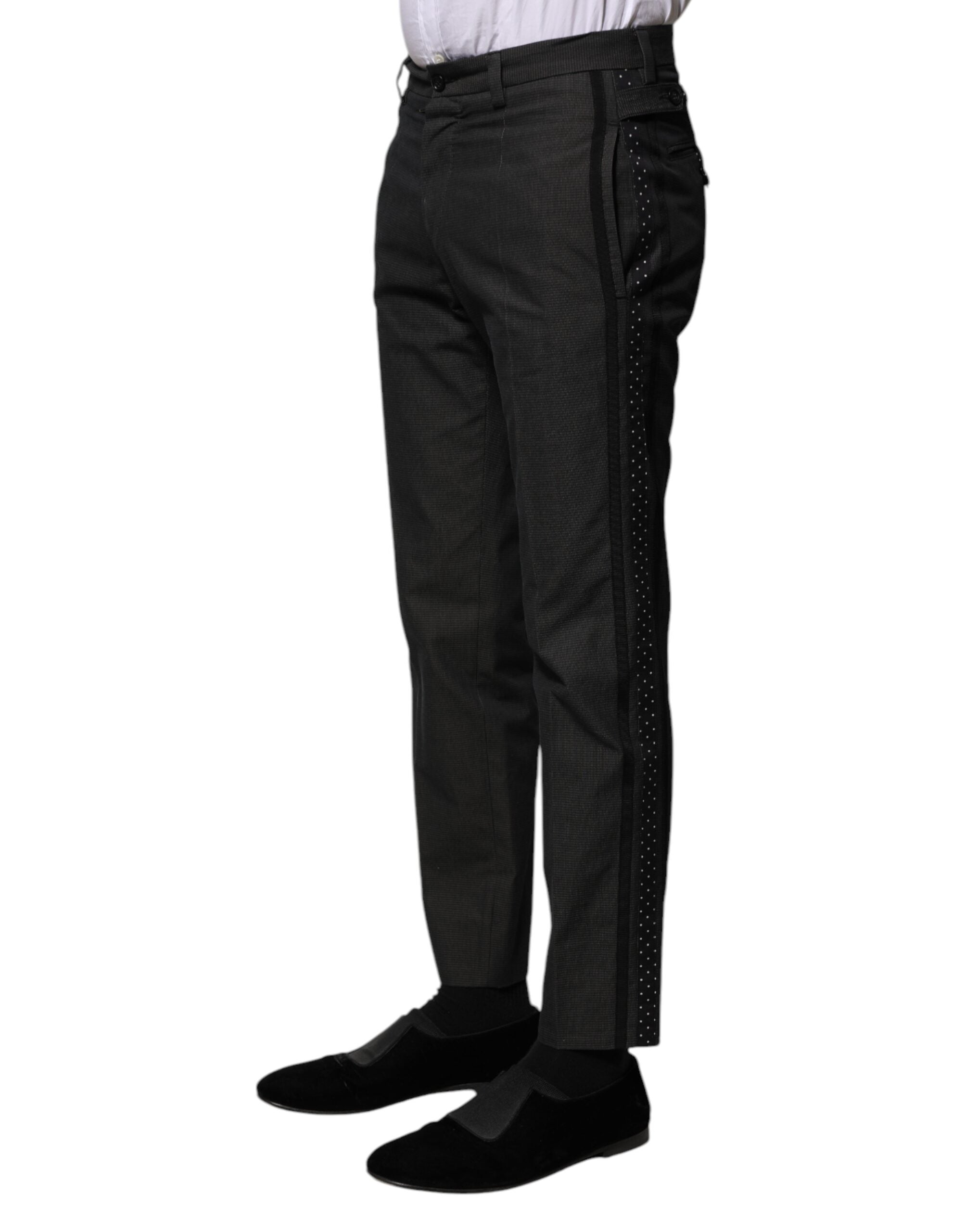 Dolce & Gabbana grey patterned formal trousers in cotton-3