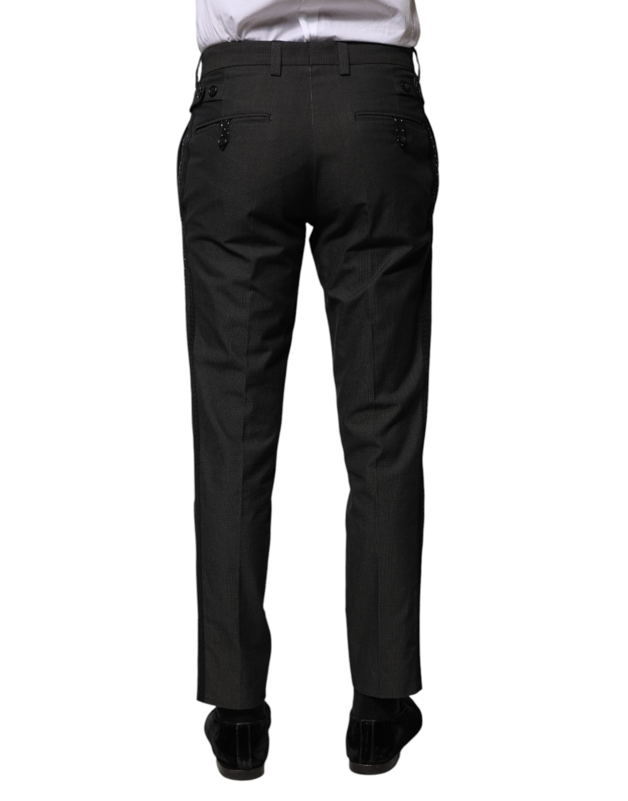 Dolce & Gabbana grey patterned formal trousers in cotton-4