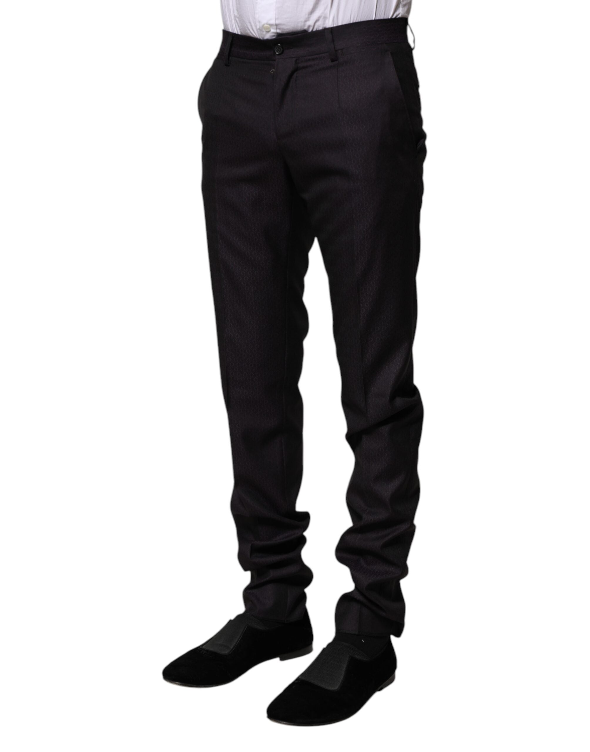 Dolce & Gabbana black patterned formal wool trousers-3