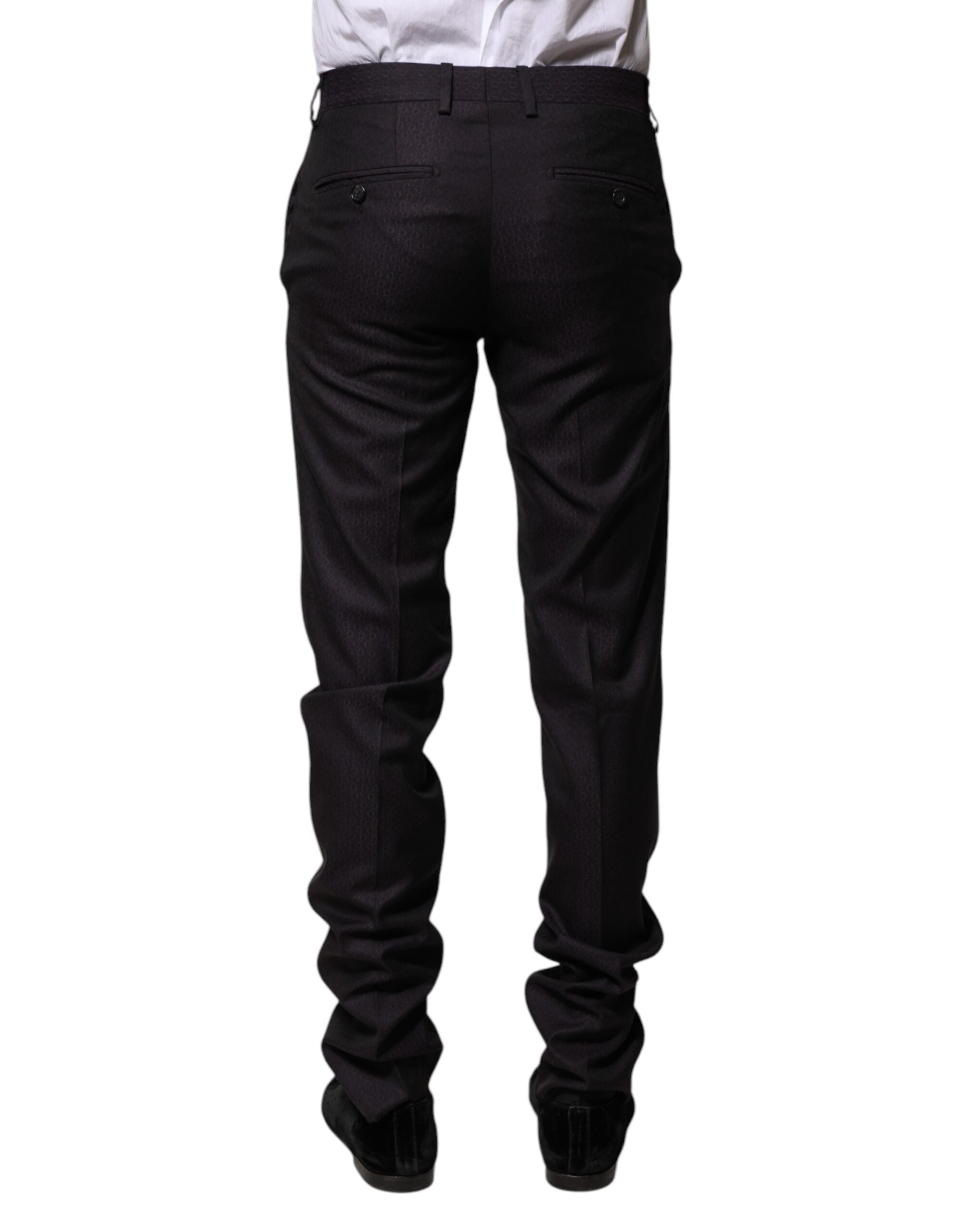 Dolce & Gabbana black patterned formal wool trousers-4